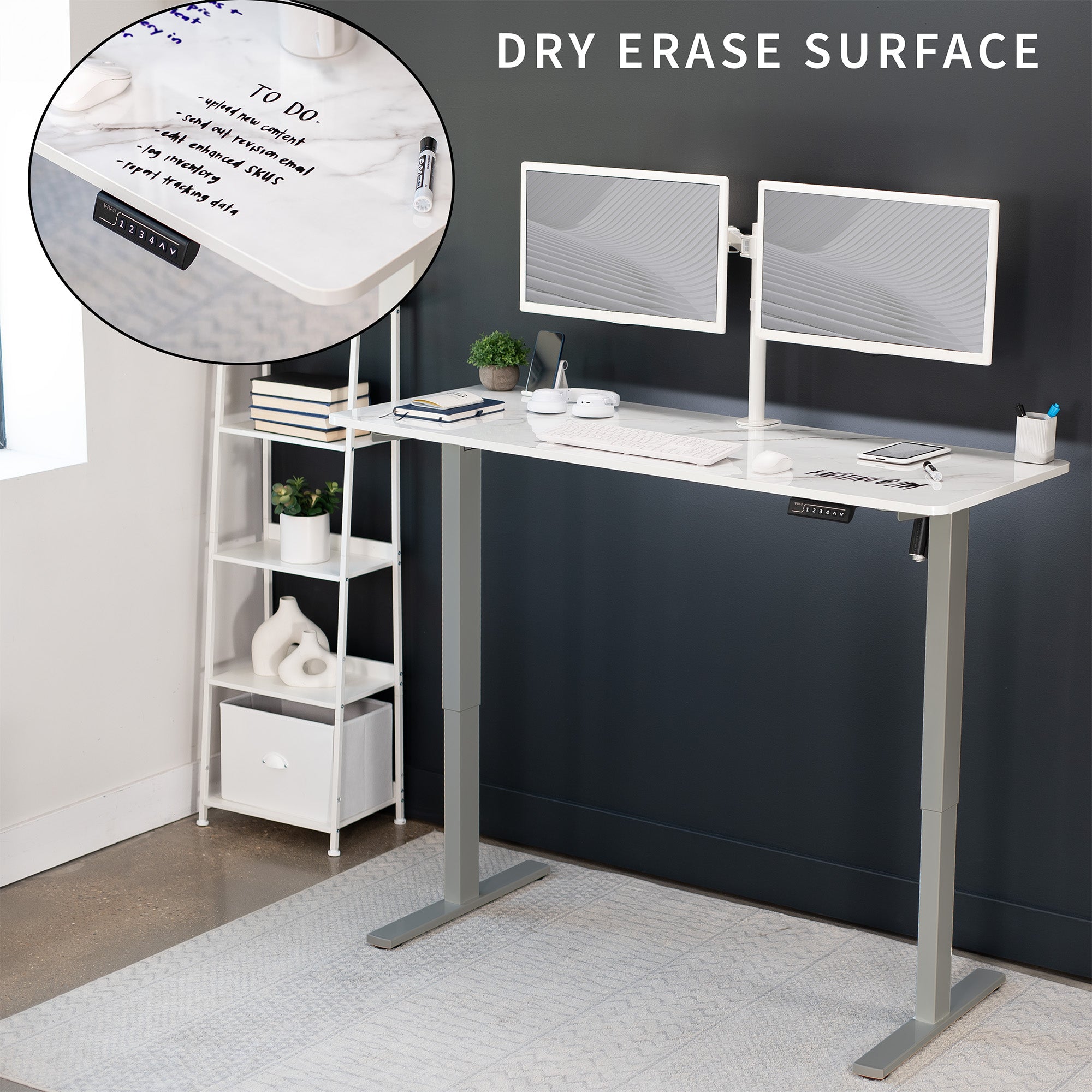 1B Solid Top Series Single Motor Electric Standing Desk with Push Button Memory Controller - Perfect for Home Office, Gaming & Workspace Ergonomics