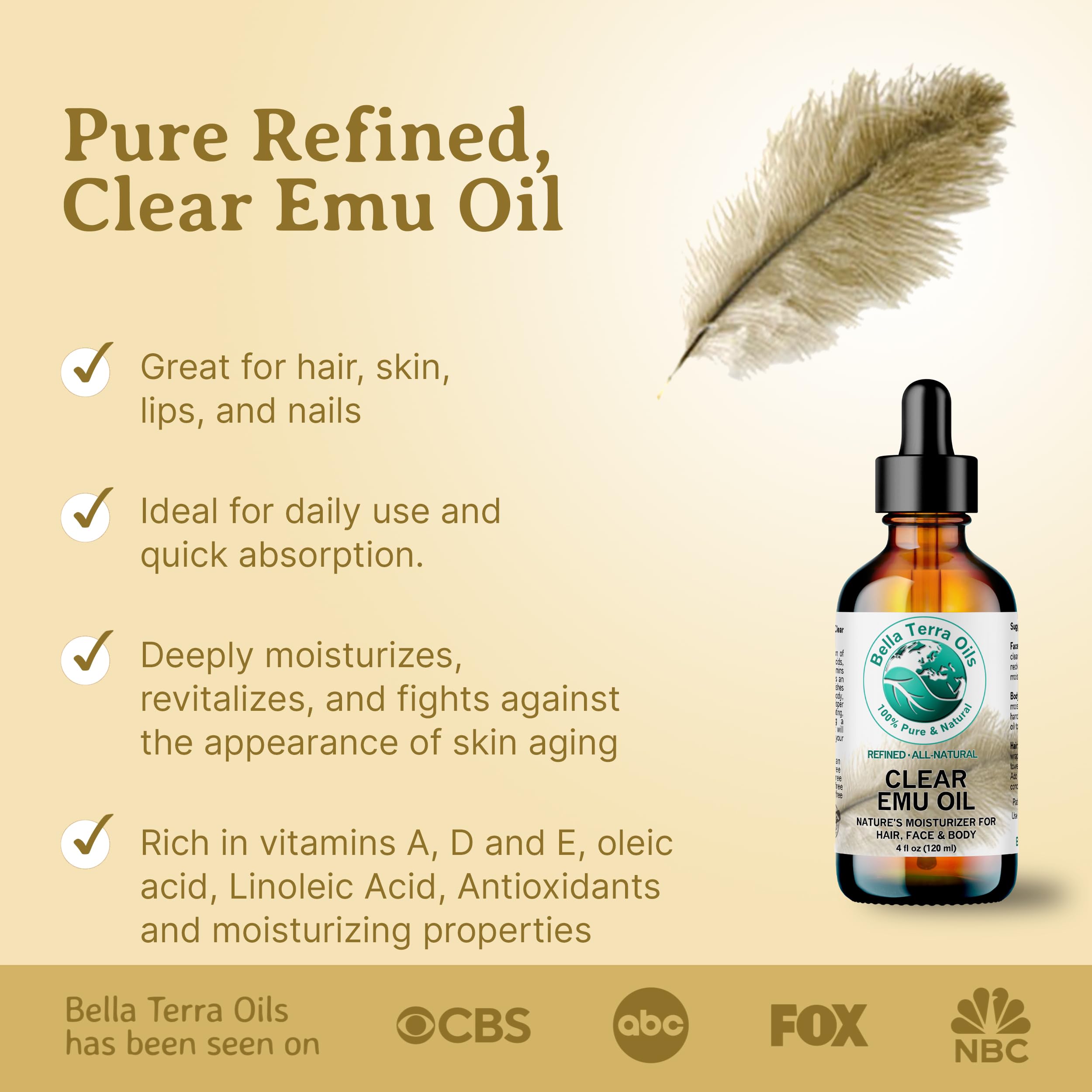 **Bella Terra Oils Pure Emu Oil for Hair Growth, Skin Moisturizing & Nail Care – 1 Gallon, Non-Greasy, Fast Absorbing – Ideal for Dry Skin, Hair Repair & Cuticle Treatment**