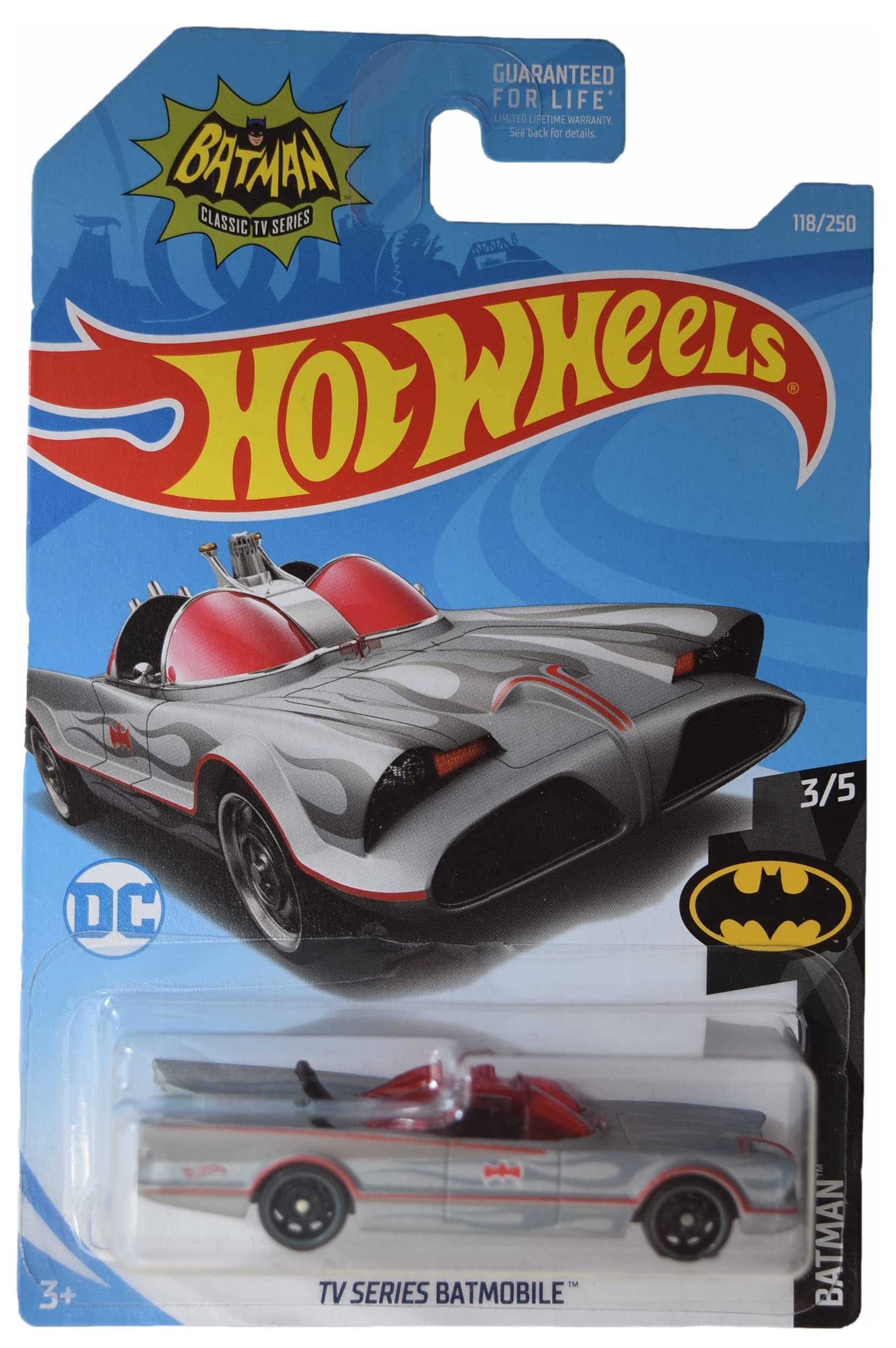 Hot Wheels TV Series Batmobile Die-Cast Car - Silver 118/250 Limited Edition | Collectible Toy for Kids & Adults, Perfect for Display & Play