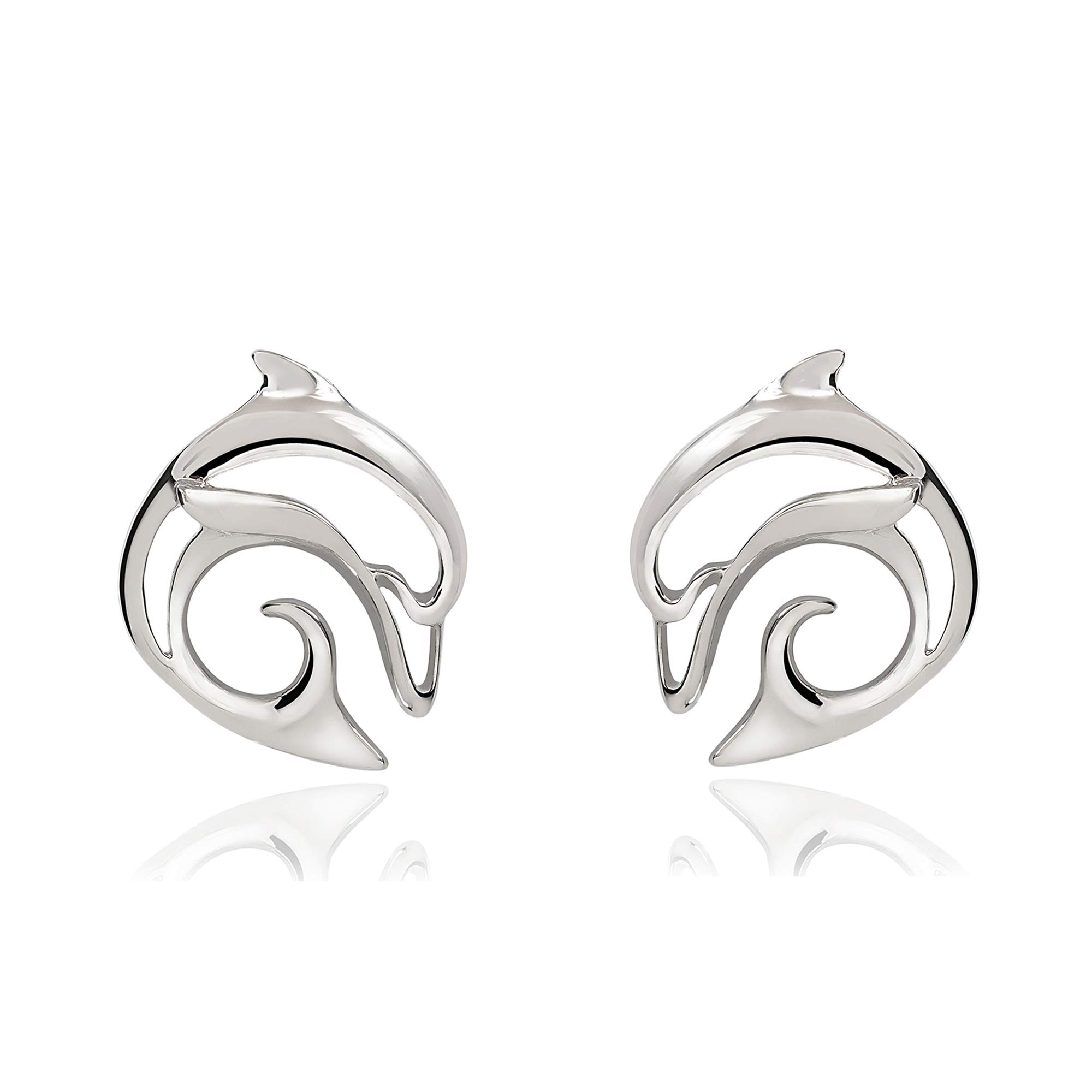 Dolphin Stud Earrings for Women - Sterling Silver Dolphin Charm Earrings, Perfect Gifts for Scuba Divers & Ocean Lovers | Ideal for Beach Vacations, Marine-Themed Parties & Everyday Wear