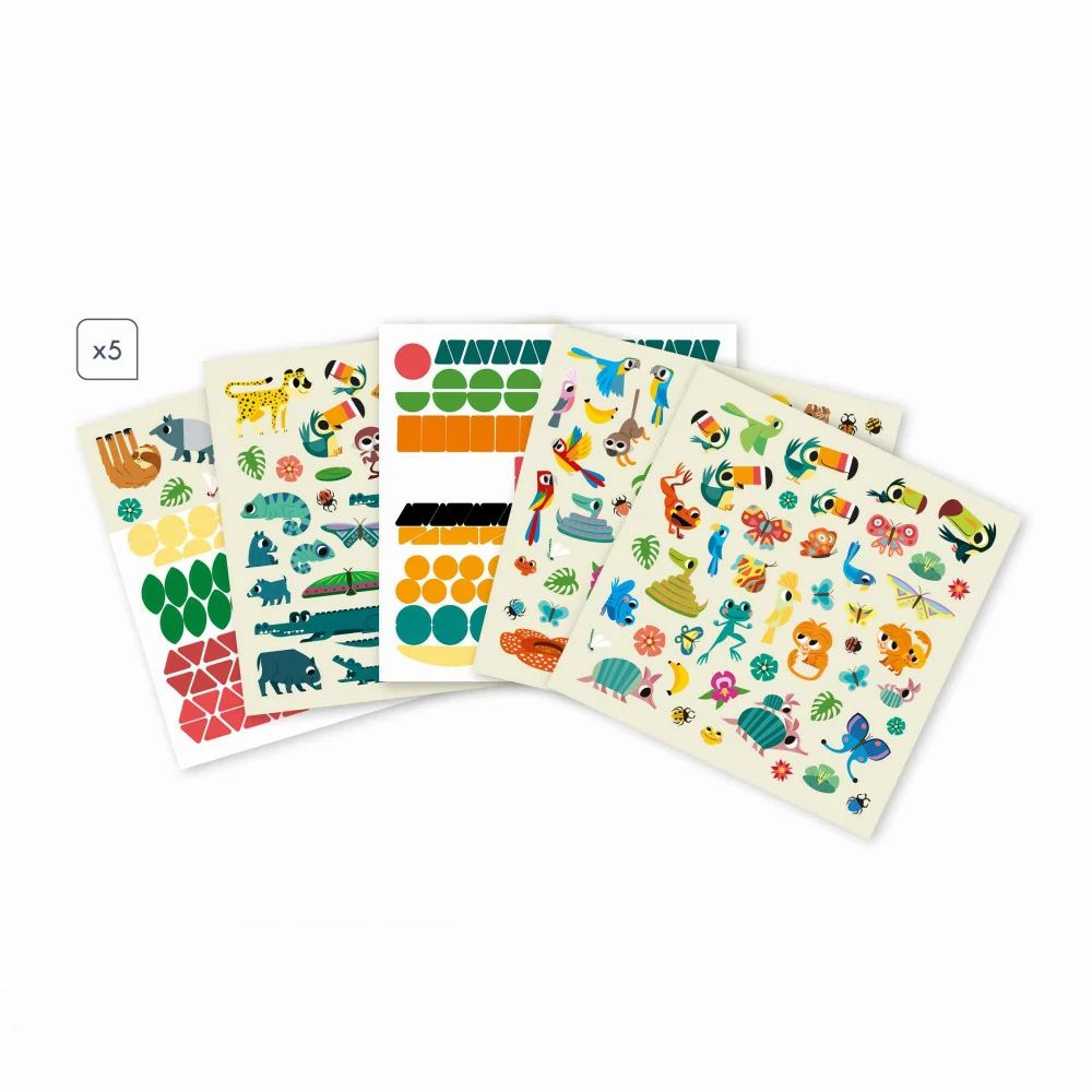 Janod Kids Craft Kit for Ages 5+ - 200+ Stickers, Decorative Elements & Creative Supplies | Fun DIY Art Projects for Children's Birthday Parties & Classroom Activities