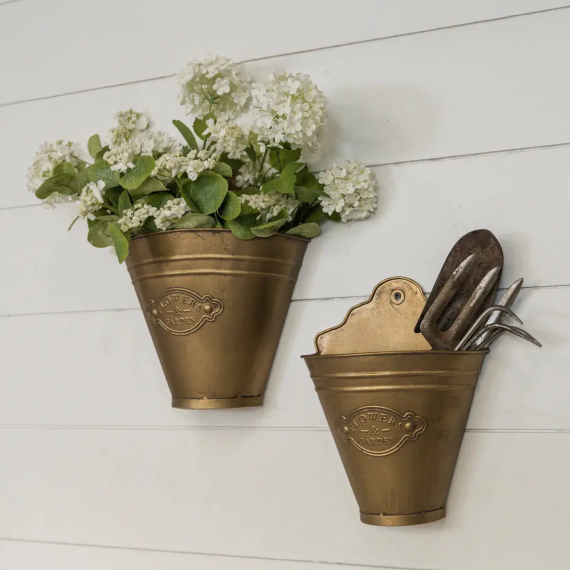 Vintage Metal Wall Buckets Set - Rustic Farmhouse Decor for Kitchen, Bathroom & Garden Storage - Perfect for Organizing Utensils, Plants & Bathroom Essentials