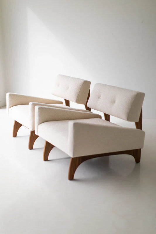 Modern Minimalist Wood and Fabric Upholstered Chair - Contemporary Designer Furniture for Living Room, Dining Room & Office Decor