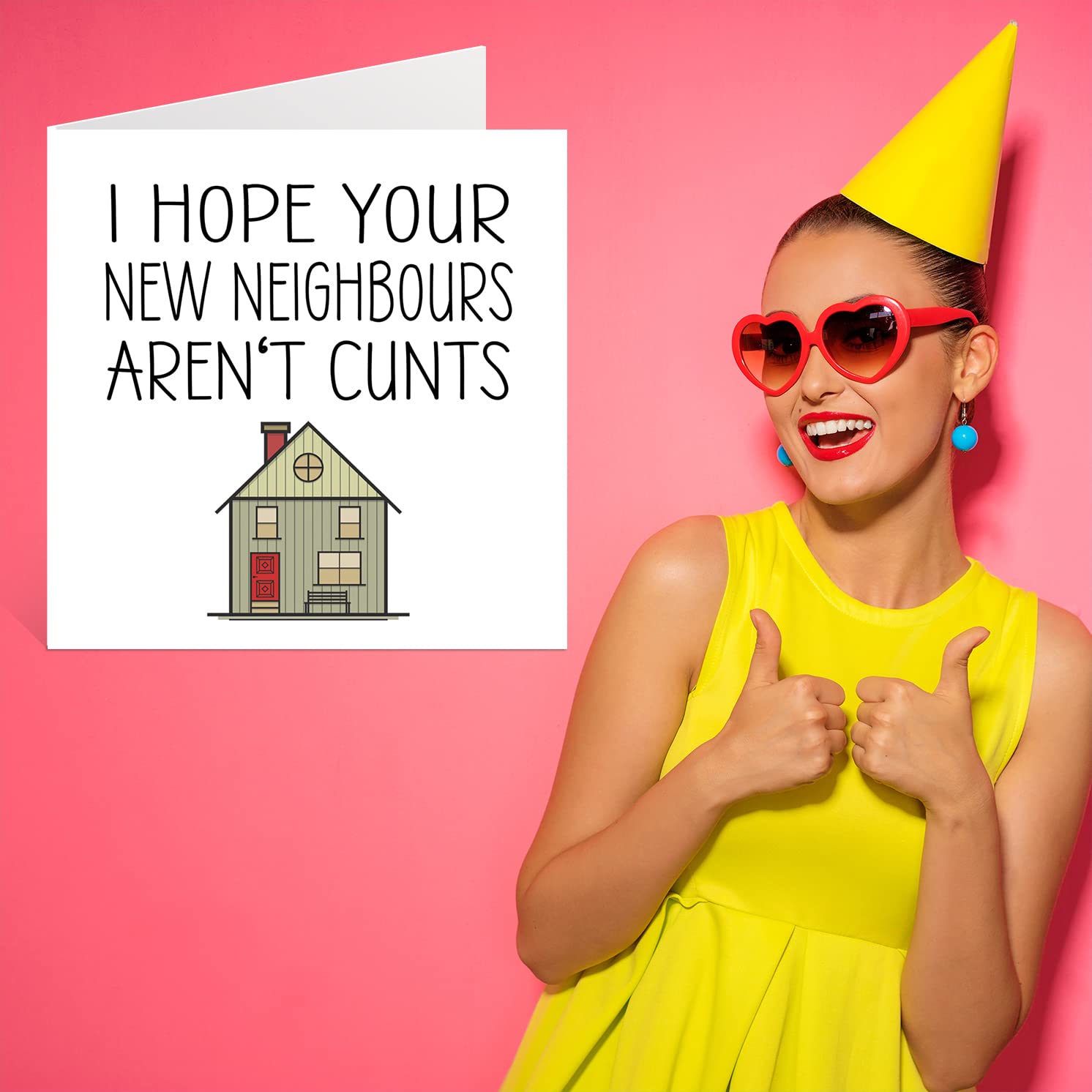 Funny Rude New Home Card - Housewarming Greeting Card for Neighbors, Friends & Family - 145mm Joke Moving Card - Perfect for Welcome Gifts, New Home Parties & Humorous Greetings