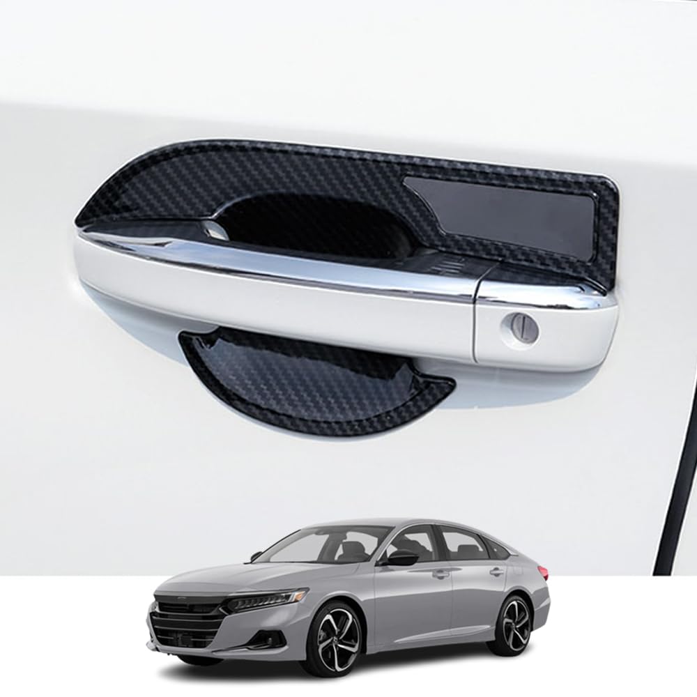 Honda Accord 10th Gen 2018-2022 ABS Carbon Fiber Door Handle Bowl Cover Trim Protector - 4PCS Set for Exterior Decoration & Scratch Protection | Perfect for Car Detailing, Auto Customization & Vehicle Protection