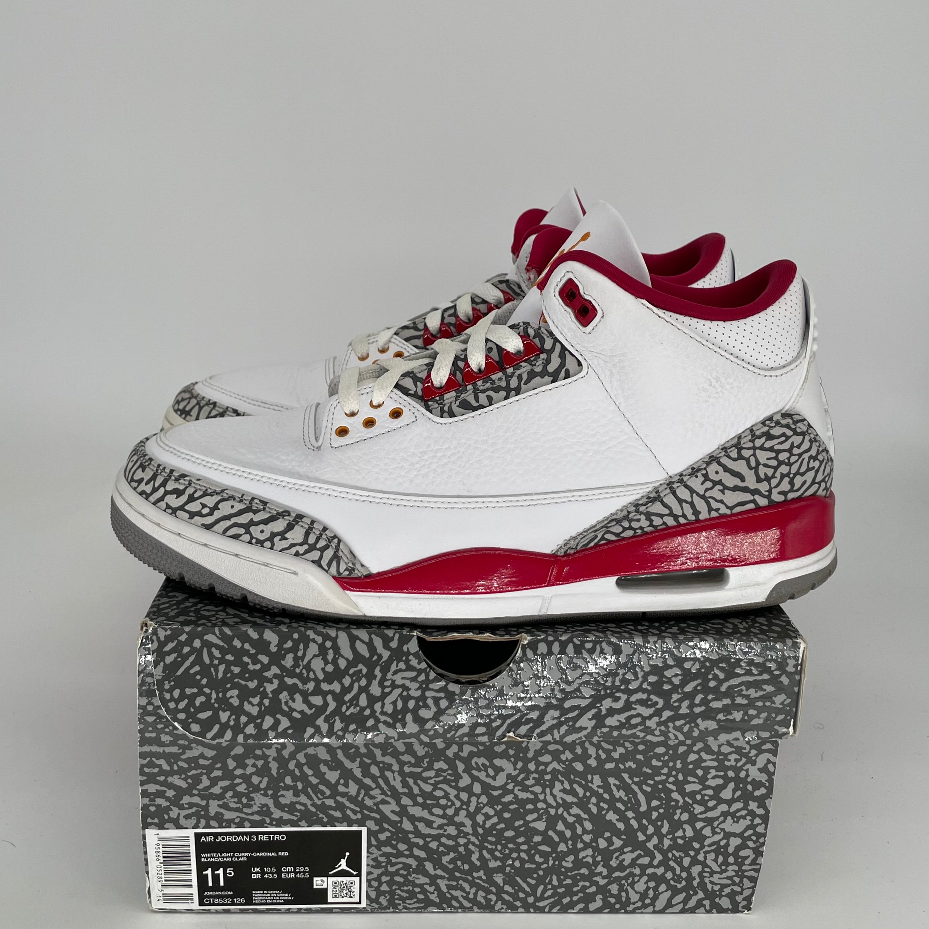 AIR JORDAN 3 CARDINAL RED Men's Basketball Shoes Size 11.5 - CT8532-126 | Retro Sneakers for Casual Wear, Street Style & Sports Performance