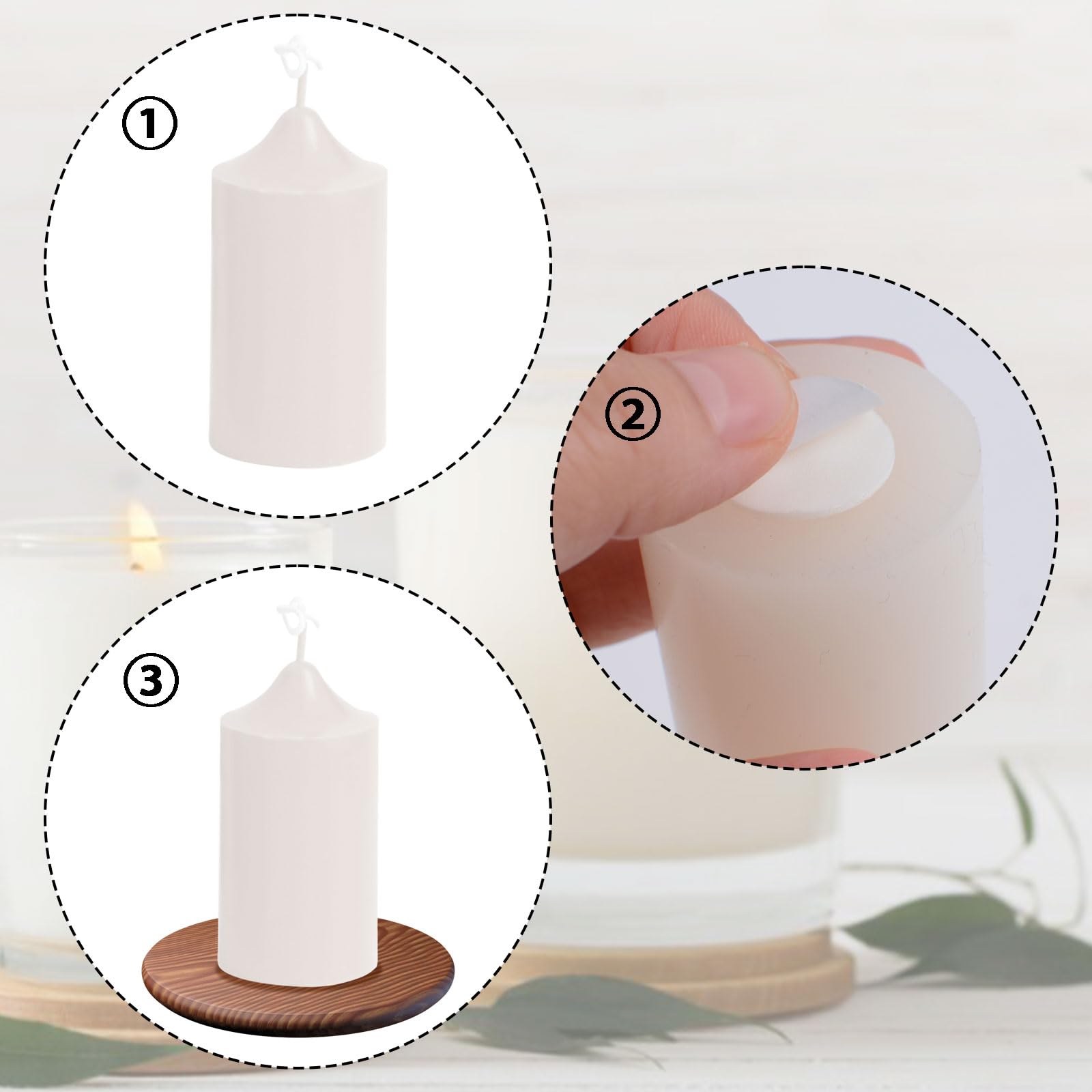 Premium WANDIC Candle Molds Set - 1 Dome Top Pillar Mold + 1 Sticker - Reusable Plastic Candle Making Kit for DIY Soy Wax, Beeswax & Paraffin Candles - Perfect for Home Decor, Gifts & Relaxation Therapy