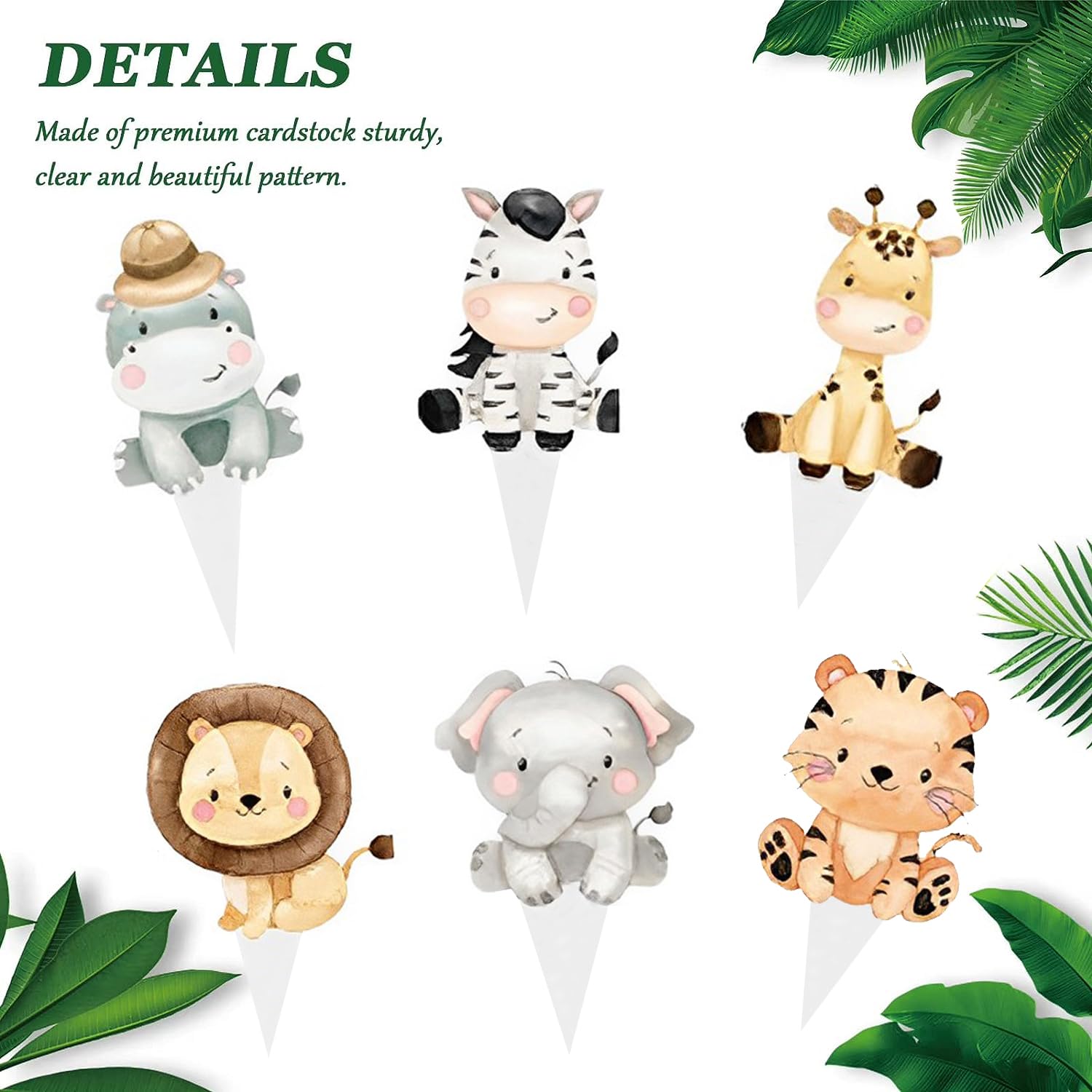 24Pcs Jungle Safari Animal Cupcake Toppers - Wild Animal Cake Decorations for Birthday Party, Baby Shower & Jungle Theme Events - Perfect for Kids Birthday Cakes, Cupcakes & Dessert Decorating