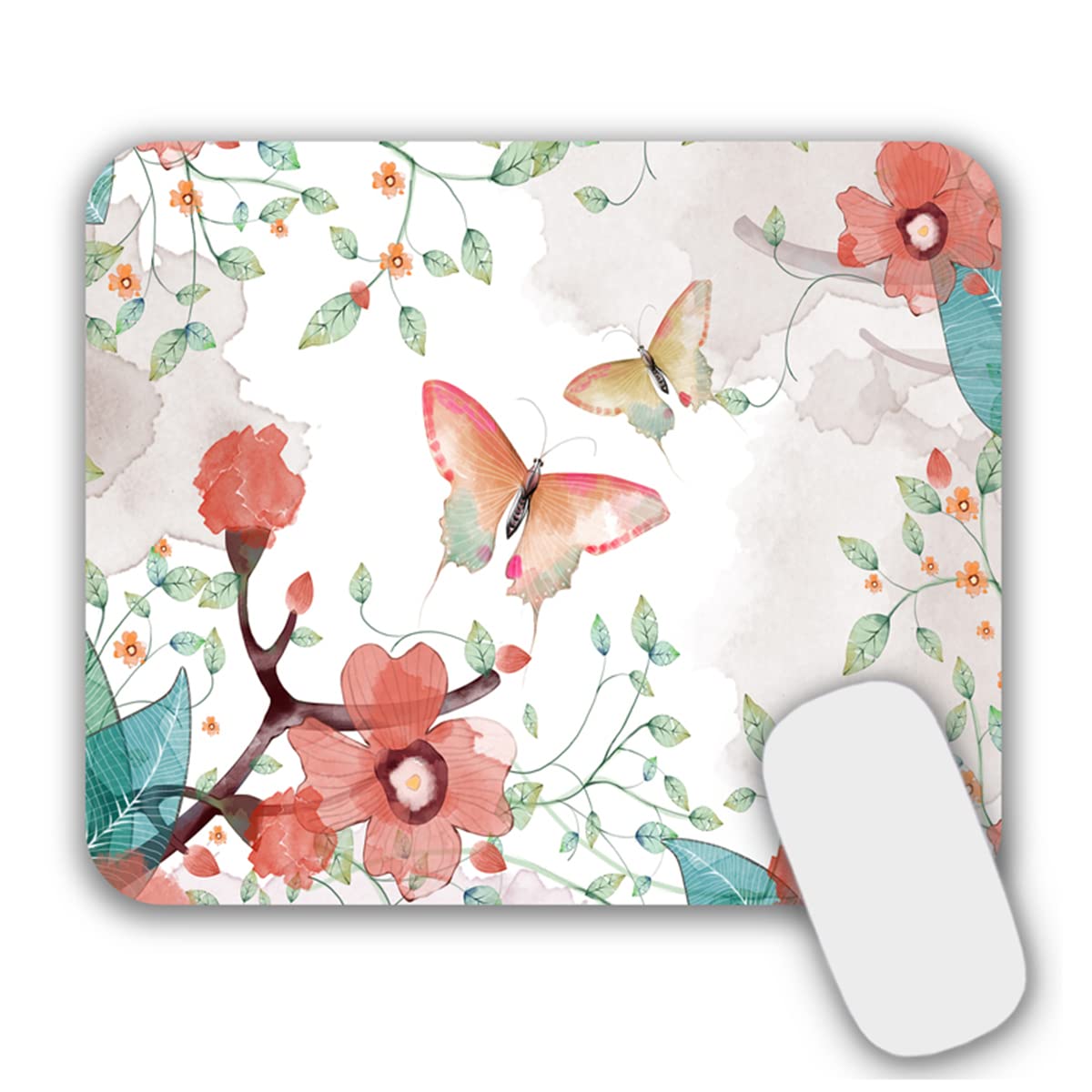Premium Non-Slip Gaming Mouse Pad with Rubber Base - Butterfly & Floral Design (9.5
