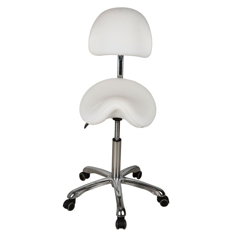 Silverfox Saddle Rolling Stool with Adjustable Height & Backrest 1025A - Ergonomic Rolling Chair for Dental, Medical, Salon & Tattoo Professionals