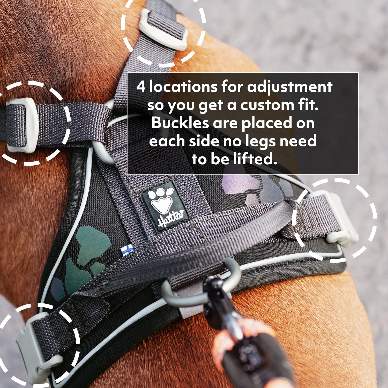 Hurtta Weekend Warrior ECO Dog Harness - Adjustable Reflective Vest for Medium Dogs 18-24 inch Chest - Perfect for Hiking, Camping & Outdoor Adventures