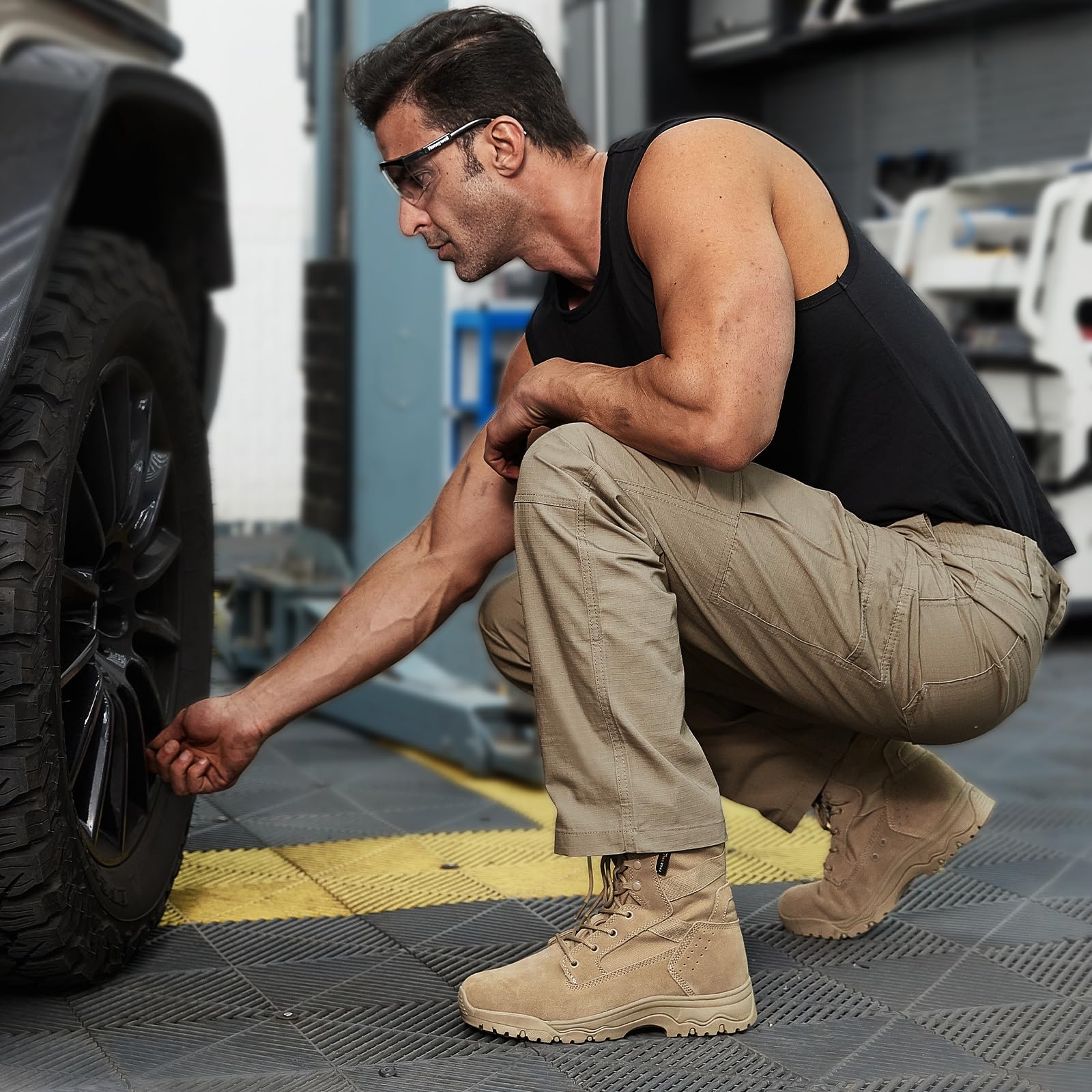 FREE SOLDIER Men's Tactical Cargo Pants - Water Resistant Ripstop Work Pants for Outdoor Hiking, Camping & Everyday Wear - Lightweight Durable Military Style Pants for Men
