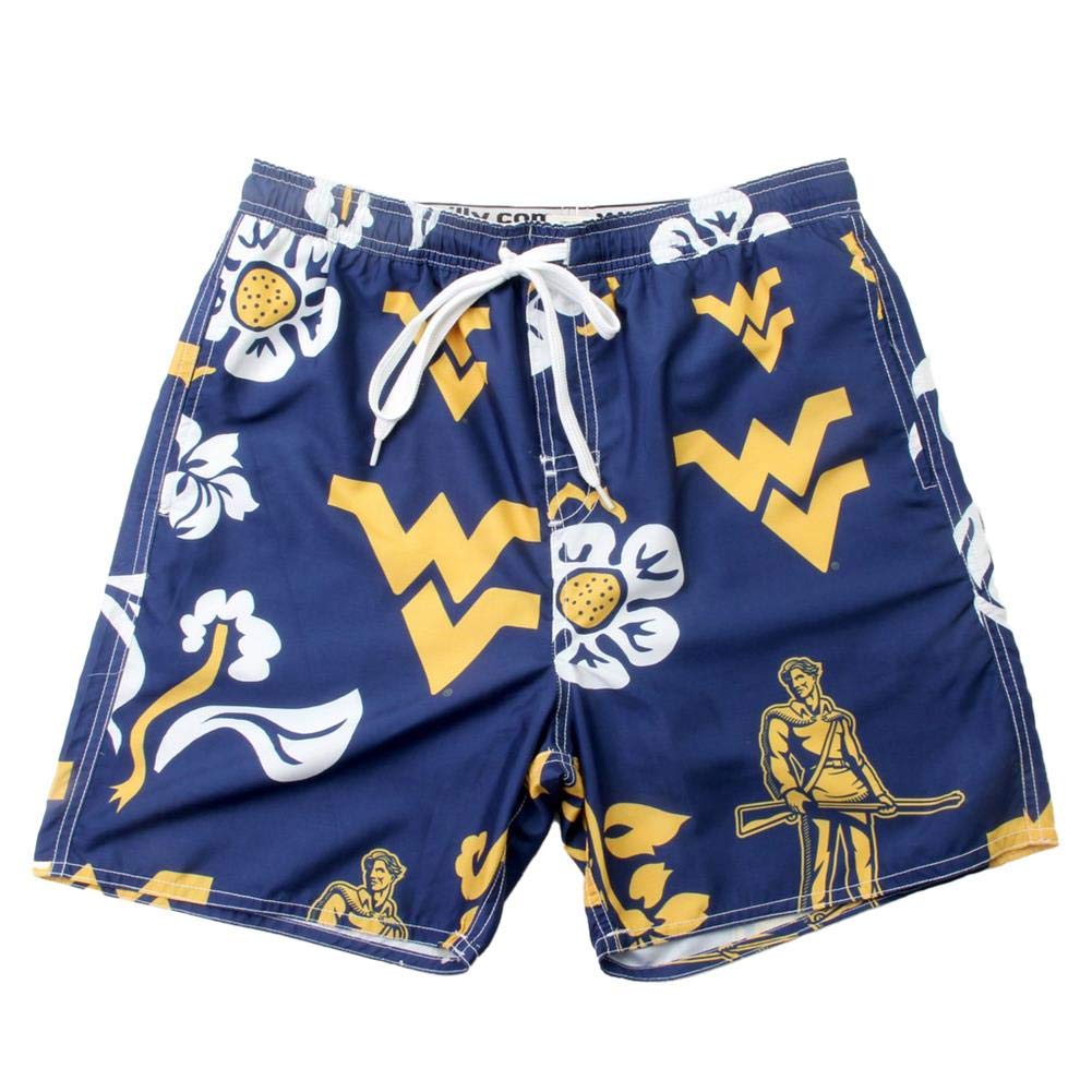 Men's West Virginia Mountaineers Floral Swim Trunks - Quick Dry Swim Shorts for Beach, Pool & Summer Vacation