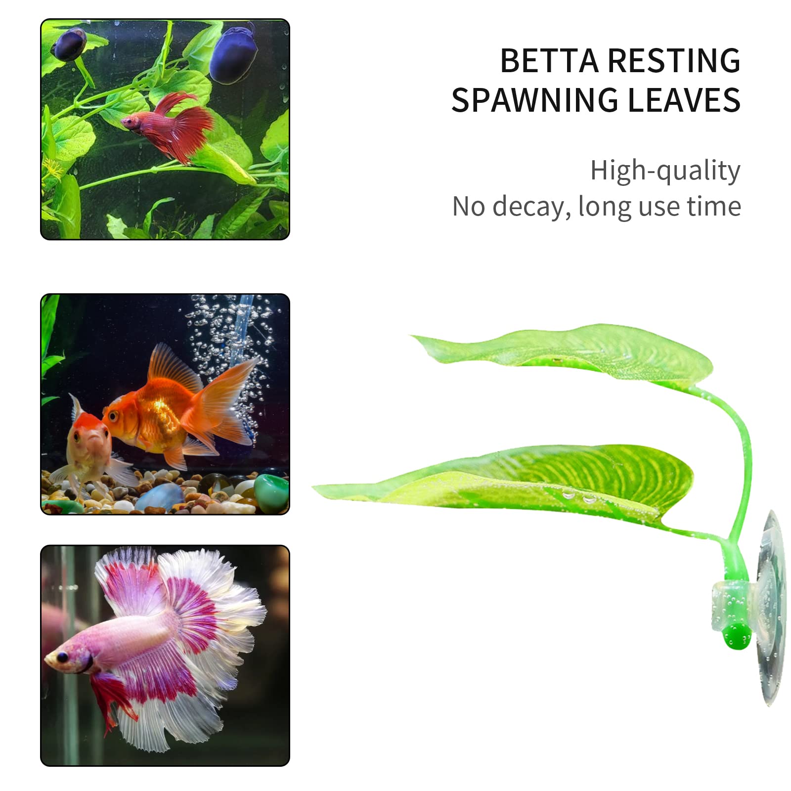 4pcs Betta Fish Leaf Pad Hammocks with Suction Cups - Double Leaf Design for Natural Habitat Simulation - Lightweight Spawning & Resting Bed for Betta Fish - Perfect for Aquarium Breeding & Relaxation