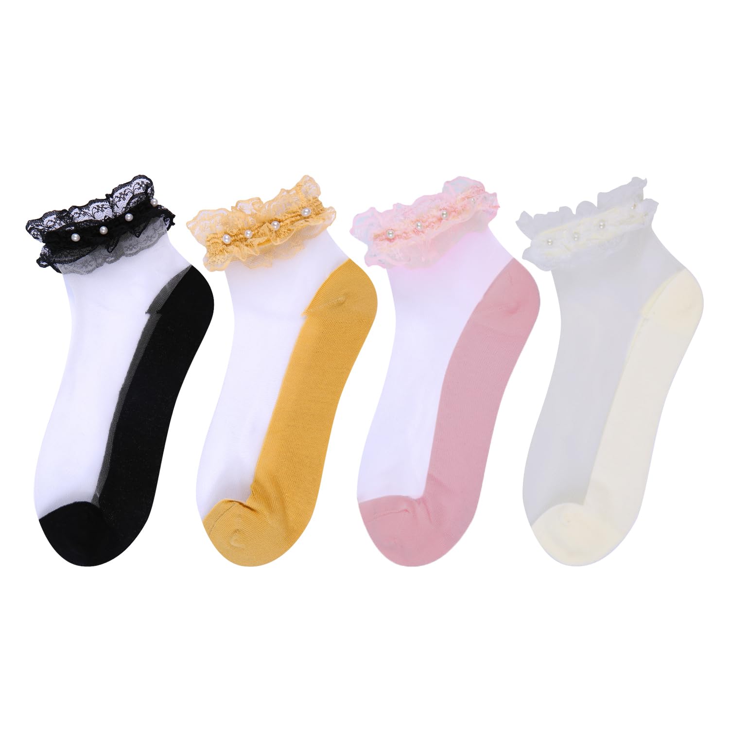 Violet Mist Women's Mesh Sheer Ankle Socks - Ultra Thin Transparent See-Through Nylon Socks for Summer - Perfect for Casual Wear, Office, and Fashion Outfits