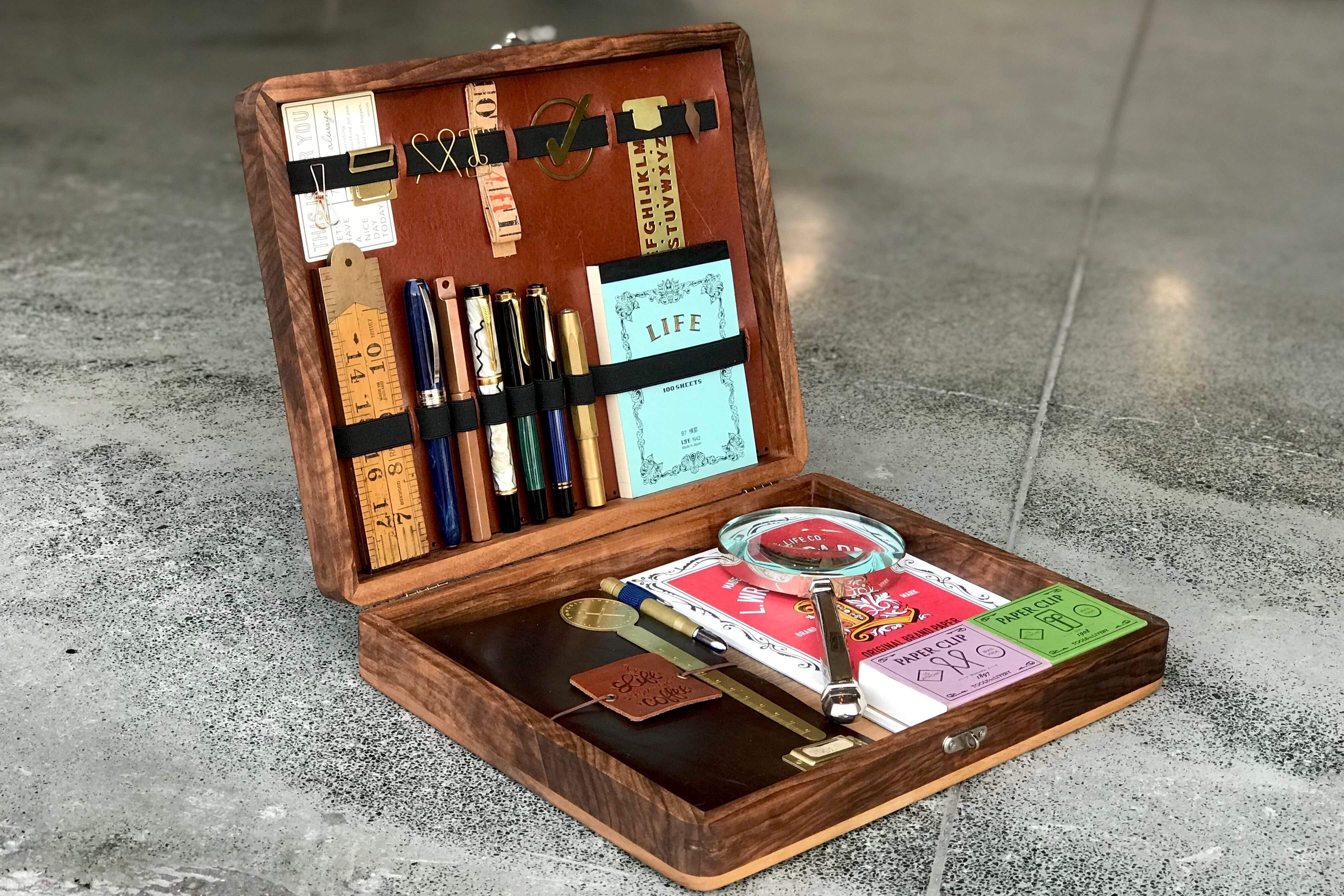 Premium Wooden Writing Box with Lock - Elegant Stationery Storage for Letters, Journals & Calligraphy - Perfect for Home Office, Study & Gift Giving
