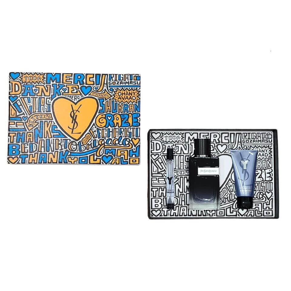 Yves Saint Laurent Y Eau de Parfum Gift Set for Men - Luxury Cologne & After Shave Balm Trio | Perfect for Date Night, Gifts & Special Occasions