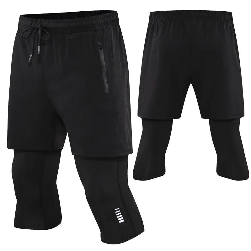 Men's 2-in-1 Running Pants with Pockets - Double Layer Gym Training Sweatpants for Jogging & Workouts | Moisture-Wicking Athletic Trousers for Men