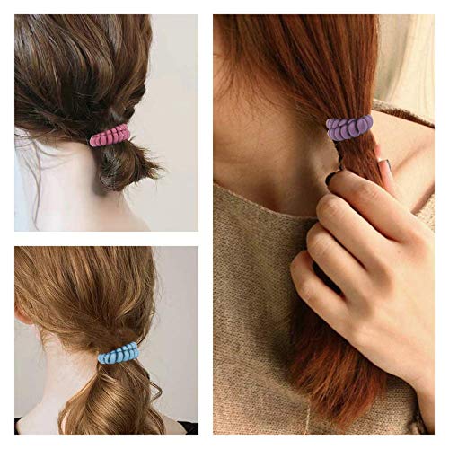 10 Pack Spiral Hair Ties - Coil Hair Ties & Phone Cord Hair Rings for Women & Girls (Ponytail Holders, No Damage Hair Accessories) - Perfect for Workouts, Yoga, School & Everyday Use