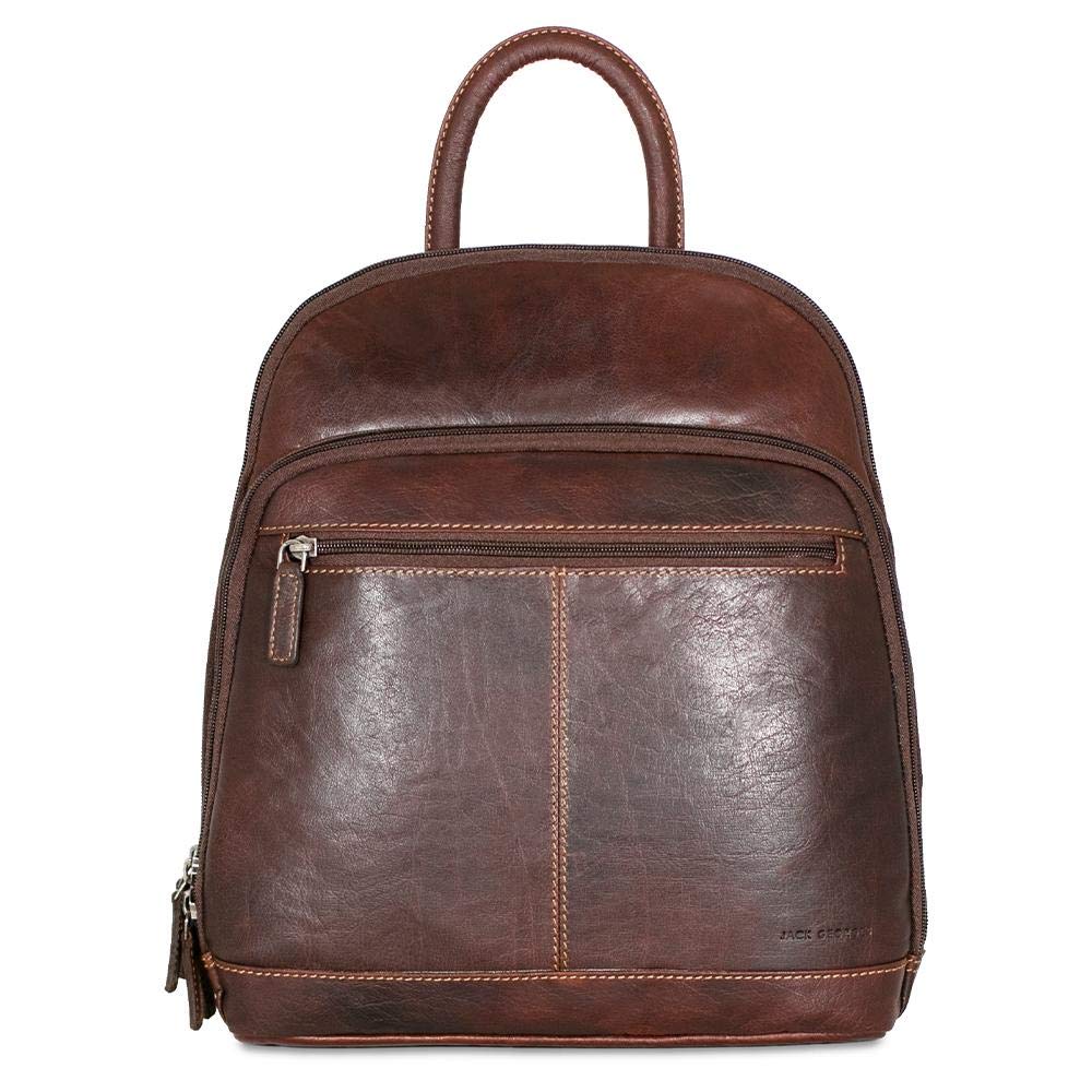 Jack Georges Voyager Small Backpack #7835 - Genuine Leather Brown Backpack for Men & Women | Perfect for Travel, Work, School & Everyday Use