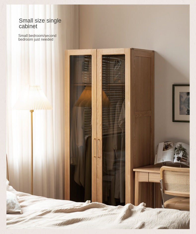 Solid Oak Wood Modern Wardrobe - Customizable Closet Organizer for Bedroom, Walk-in Closet & Home Storage