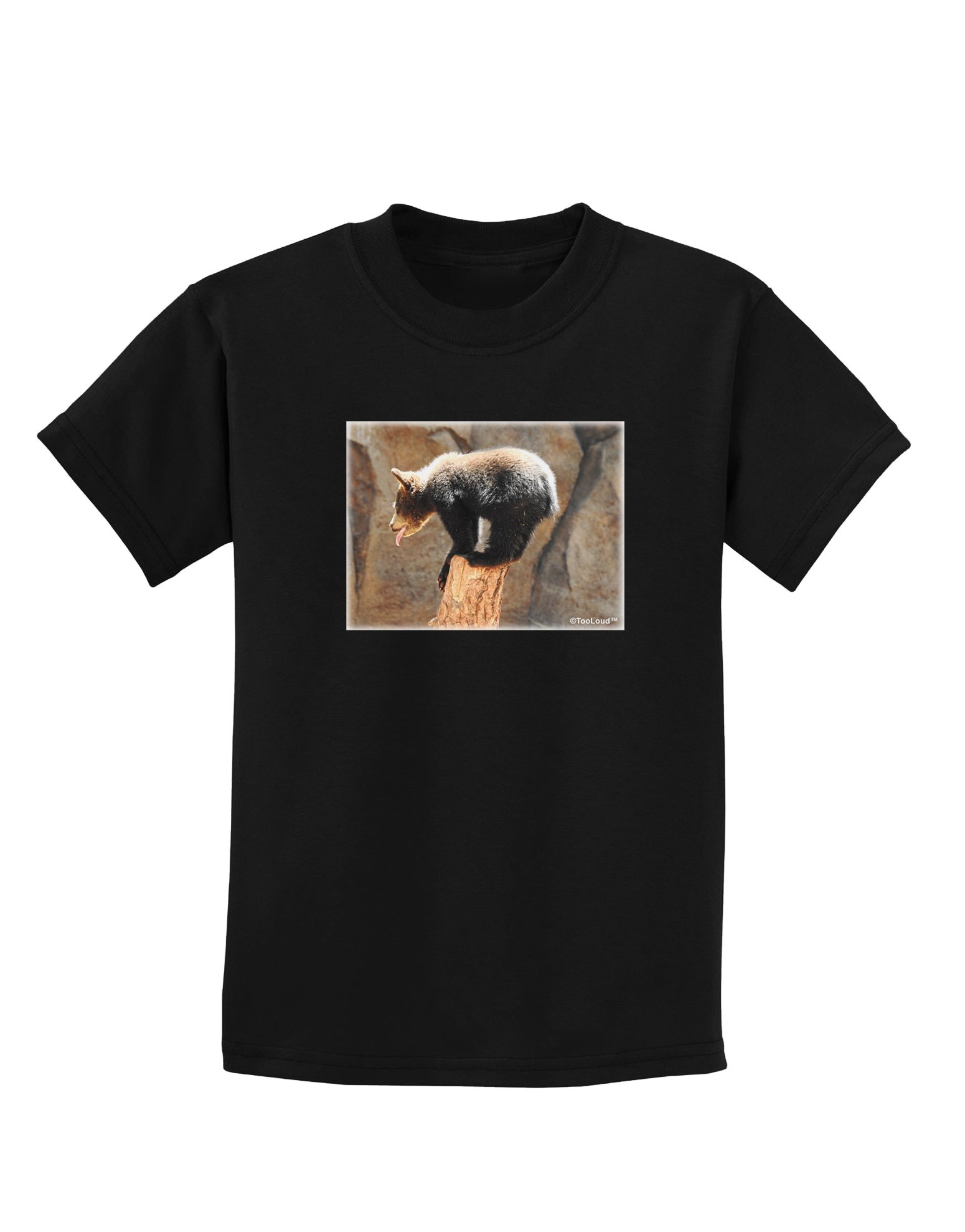 TOOLOUD Balancing Bear Cub Kids Dark T-Shirt - Soft Cotton Tee for Boys & Girls - Perfect for Playtime, School & Family Outings