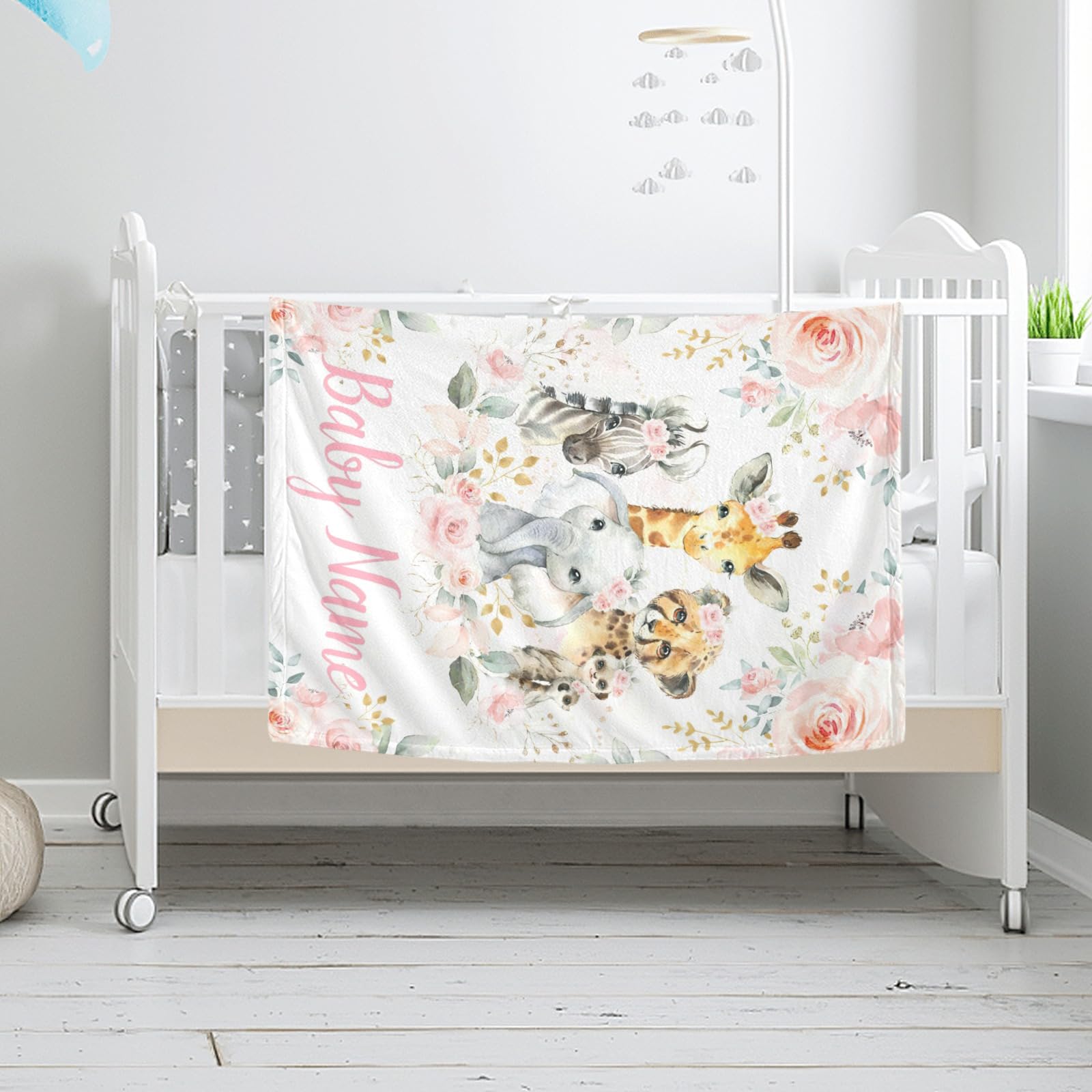 Personalized Baby Blanket with Name - Custom Elephant Baby Blanket for Boys & Girls | Super Soft Newborn Blanket | Perfect Baby Shower Gift & Nursery Decor | Ideal for Cuddling, Swaddling & Photo Props
