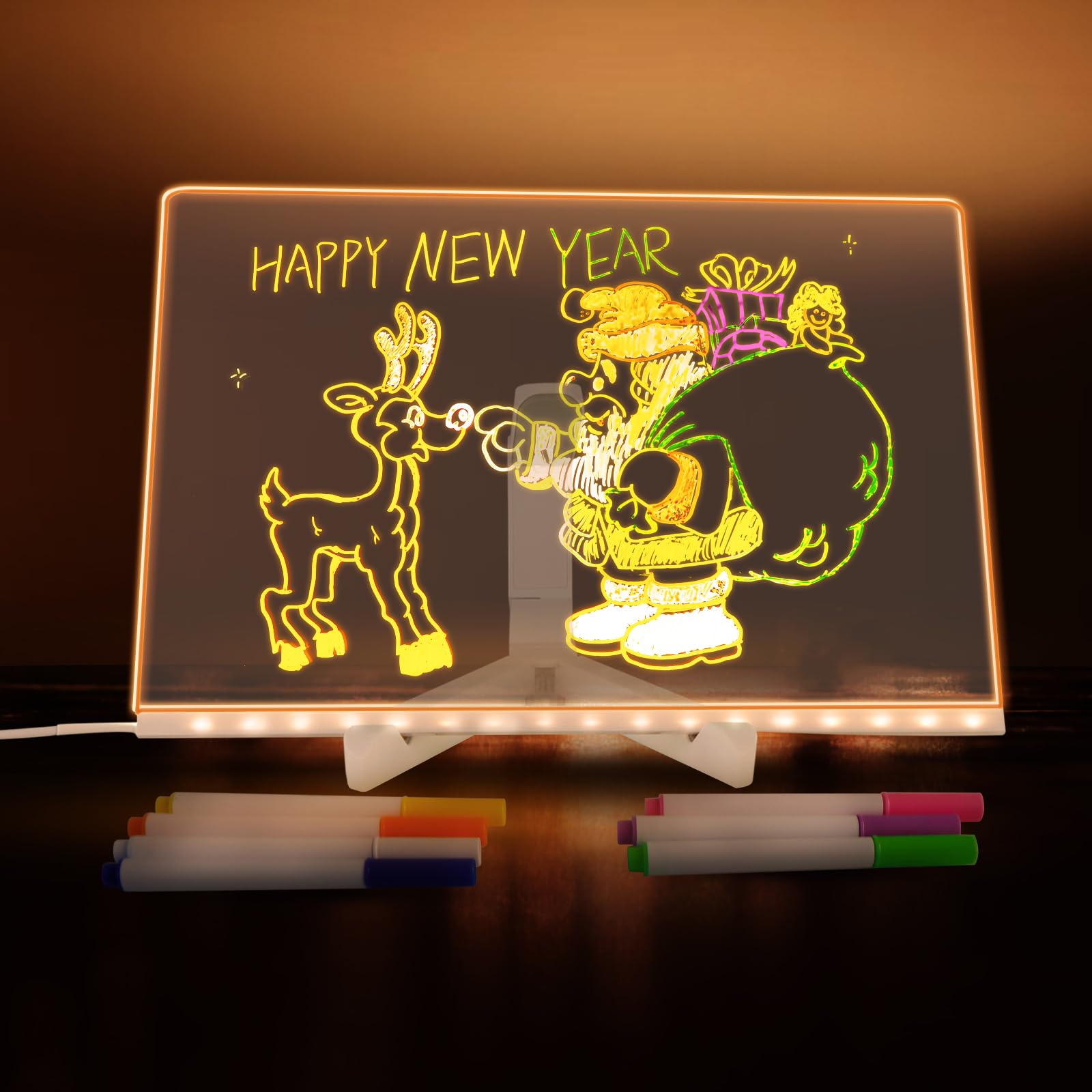 11.8×7.9 Inch LED Light Up Acrylic Message Board - Colorful Glowing Dry Erase Note Board with Stand | Perfect for Home Office, Bedroom Decor & Gift Ideas