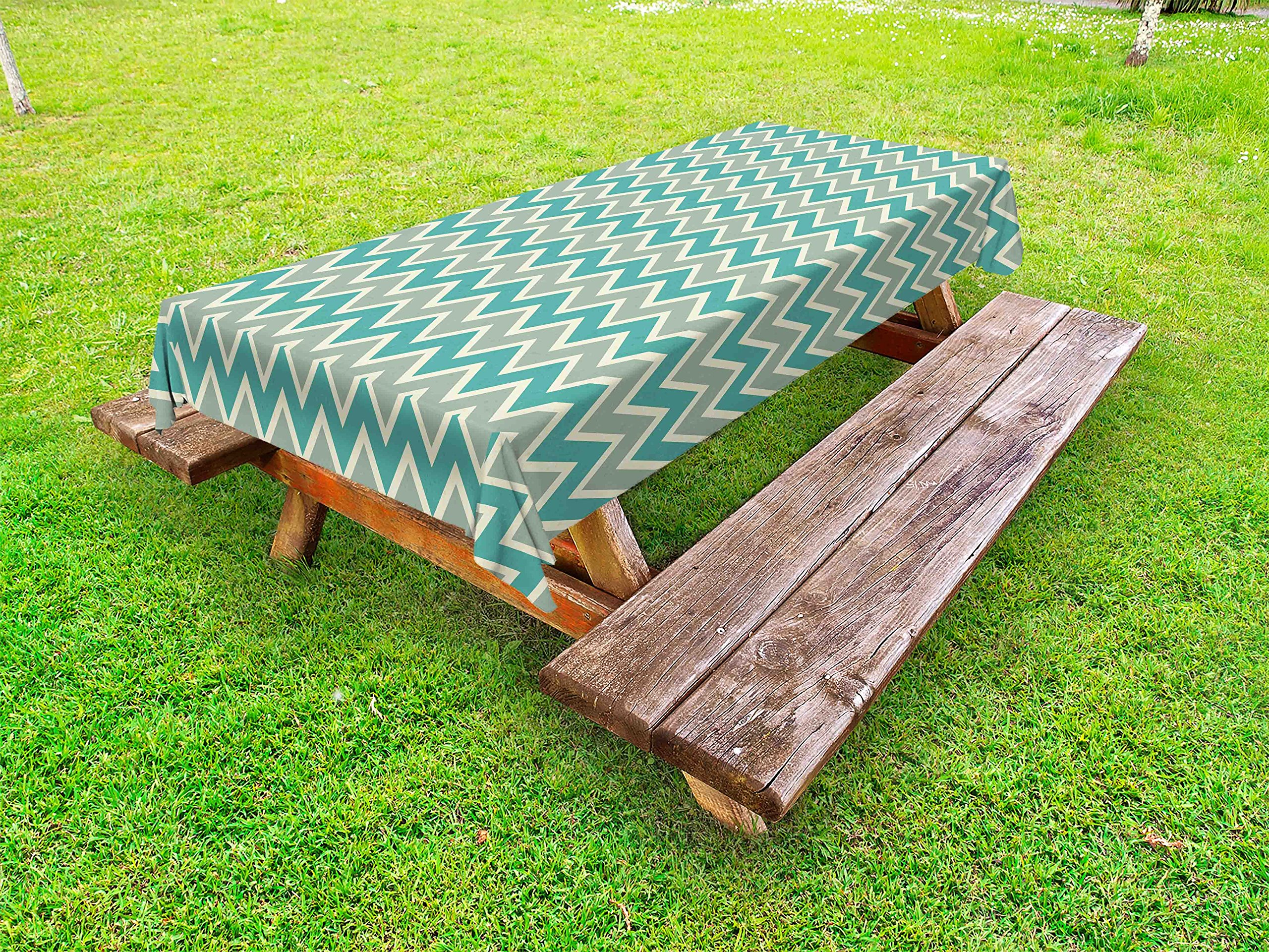 Ambesonne Chevron Outdoor Tablecloth - Waterproof Washable Picnic Table Cover 58