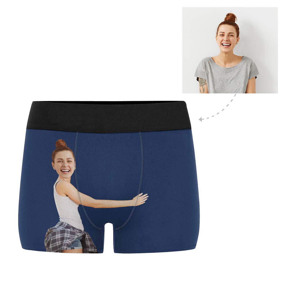 Custom Face Boxer Briefs for Men - Personalized Valentine's Day Underwear with Watermelon Red Design - Perfect Gift for Him, Couples Matching Underwear & Romantic Occasions