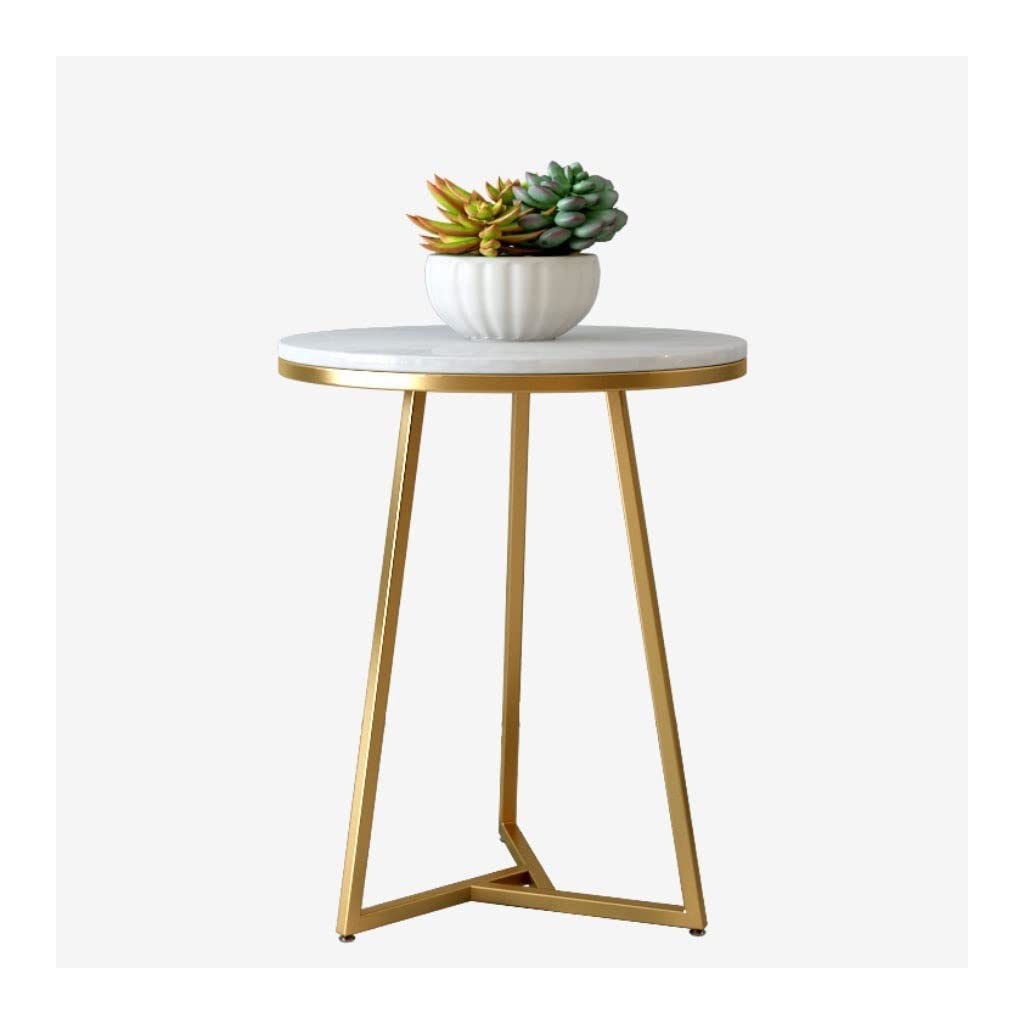 Modern Marble Coffee Table - Minimalist Round Side Table for Living Room & Sofa, Small Size