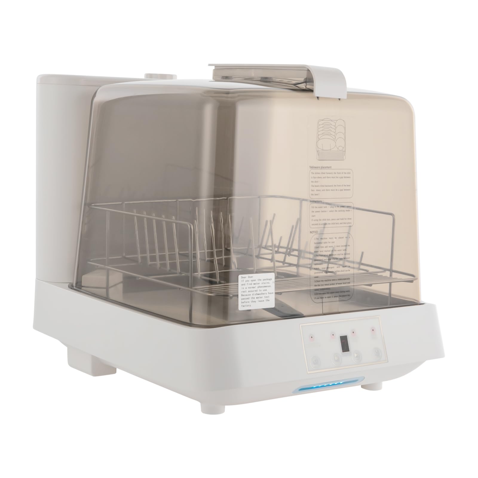Portable Countertop Dishwasher - Mini Automatic Dishwasher with 1.59Gal Water Tank, 360° Rotating Spray & 3 Washing Programs - Compact Dishwasher for Apartments, Dorms, RVs - Perfect for Small Kitchens, Camping & Studio Living