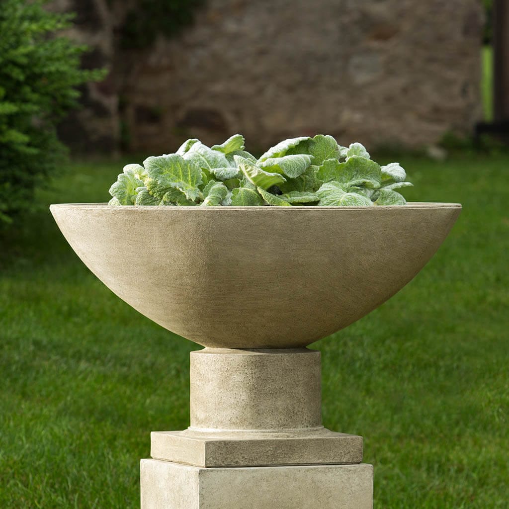 Campania International Savoy Planter with Pedestal - Elegant Outdoor Garden Decor for Patio, Porch & Landscaping