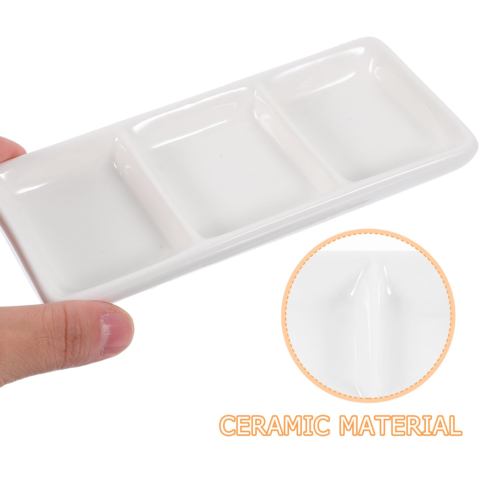 Healeved 2-Piece Ceramic Serving Platter Set - 3-Compartment Appetizer Tray with Divided Sections for Sauces, Dips & Snacks - 5.9x2.6 Inch Elegant Entertaining Dish for Parties, Weddings & Holiday Gatherings