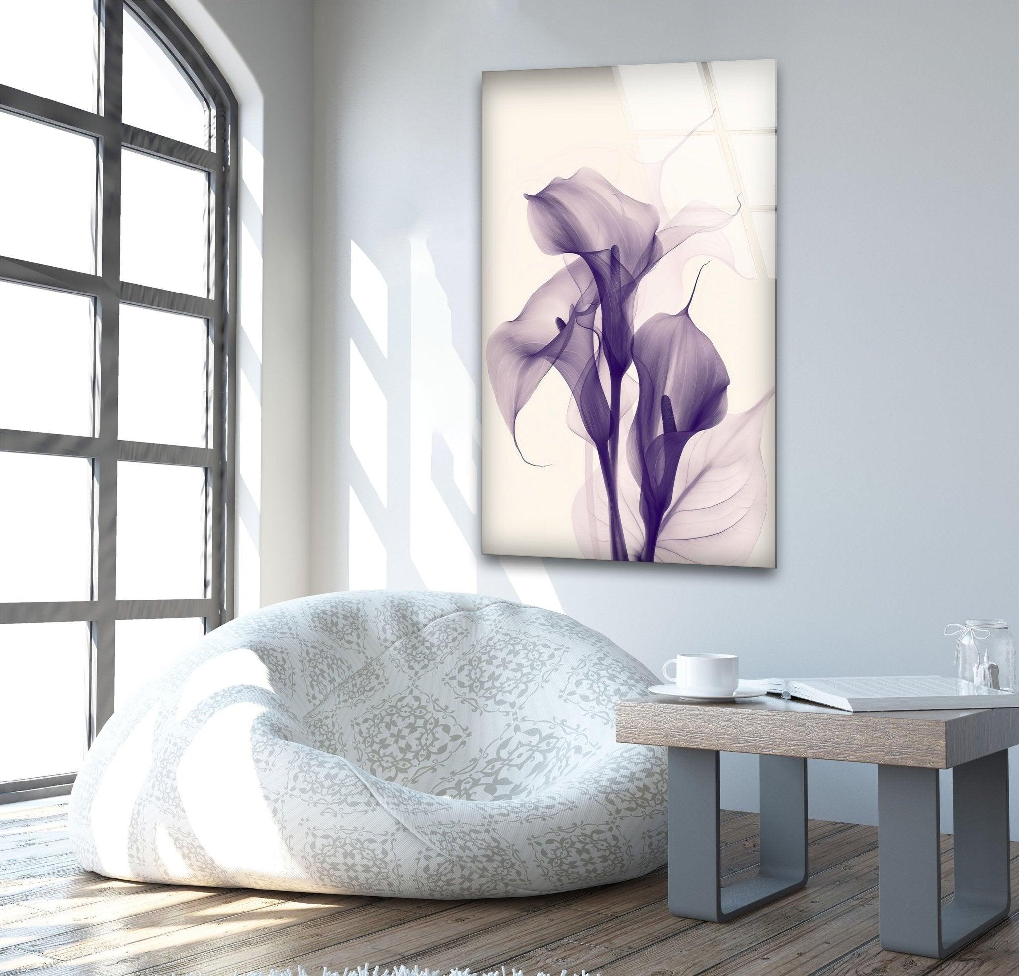 Albert Koetsier Purple Glass Wall Art - Handmade Modern Decor for Living Room, Bedroom & Office - Elegant Stained Glass Panel for Home & Gifts