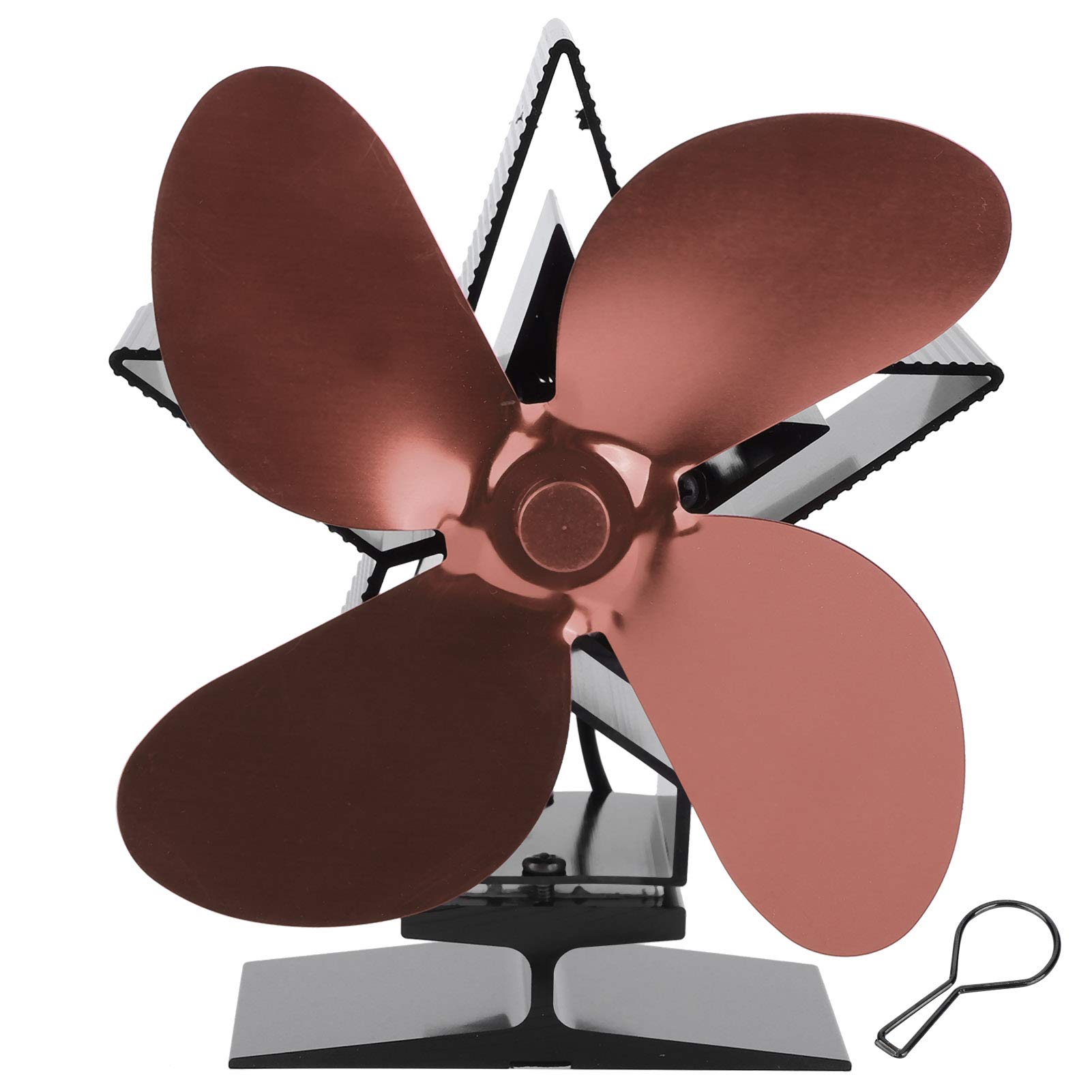 Red Fireplace Heat Fan - 4 Blade Thermal Fan for Wood & Log Fireplaces (Bronze) - Efficient & User-Friendly Design for Cozy Home Heating