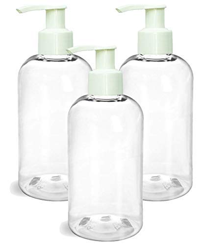 Grand Parfums 8 Oz Clear Plastic Soap Dispenser Bottles with White Lotion Pumps - Refillable for Gel, Soap, Shampoo, Body Lotion & Cream (3 Pack) - Perfect for Bathroom, Kitchen, Salon & Spa Use