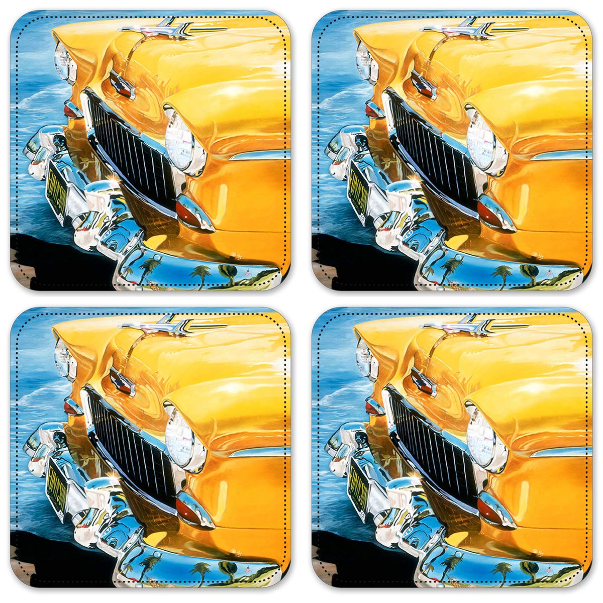 Chevy Vinyl Drink Coasters Set of 4 - Absorbent & Durable Bar Coasters for Home, Office, or Party Use