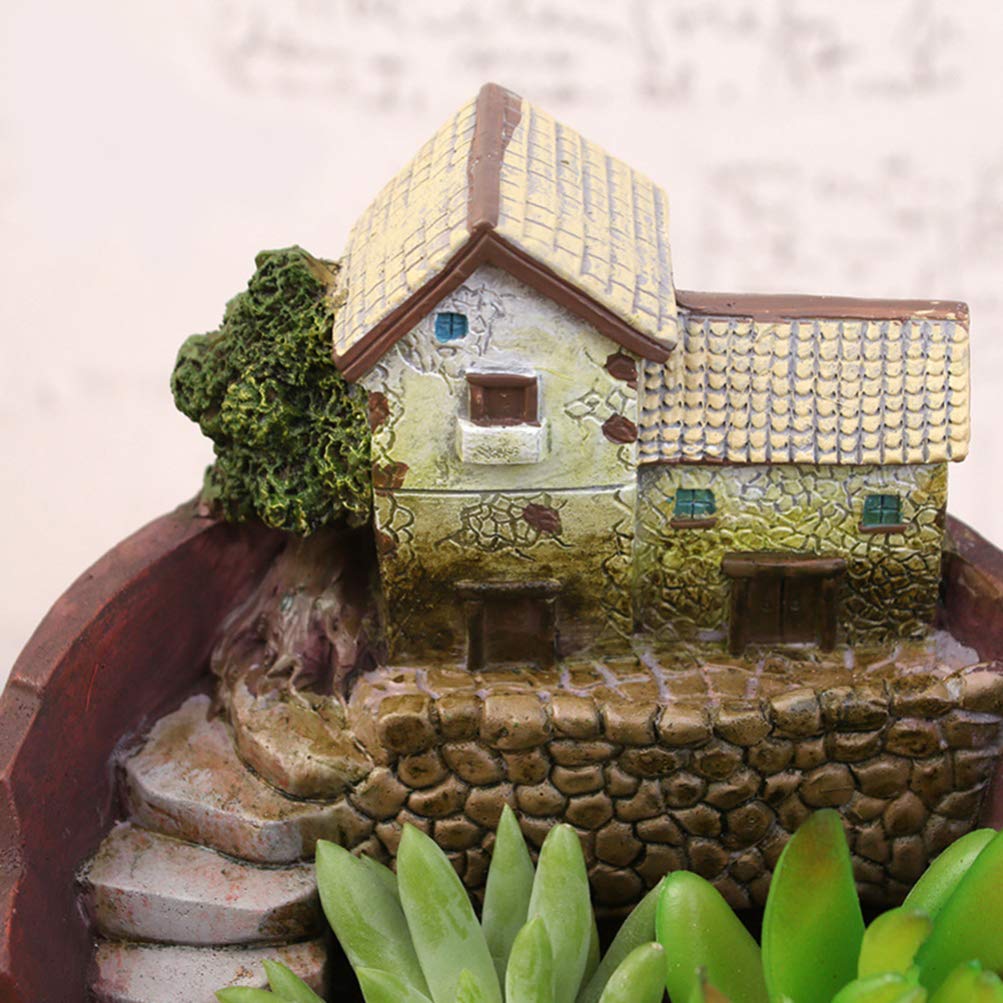BESPORTBLE Small Succulent Pot - Double Layer Sky Garden Planter with Miniature House Design - Cactus & Succulent Planters for Home, Office Decor - Perfect for Windowsills, Desks & Gift Giving