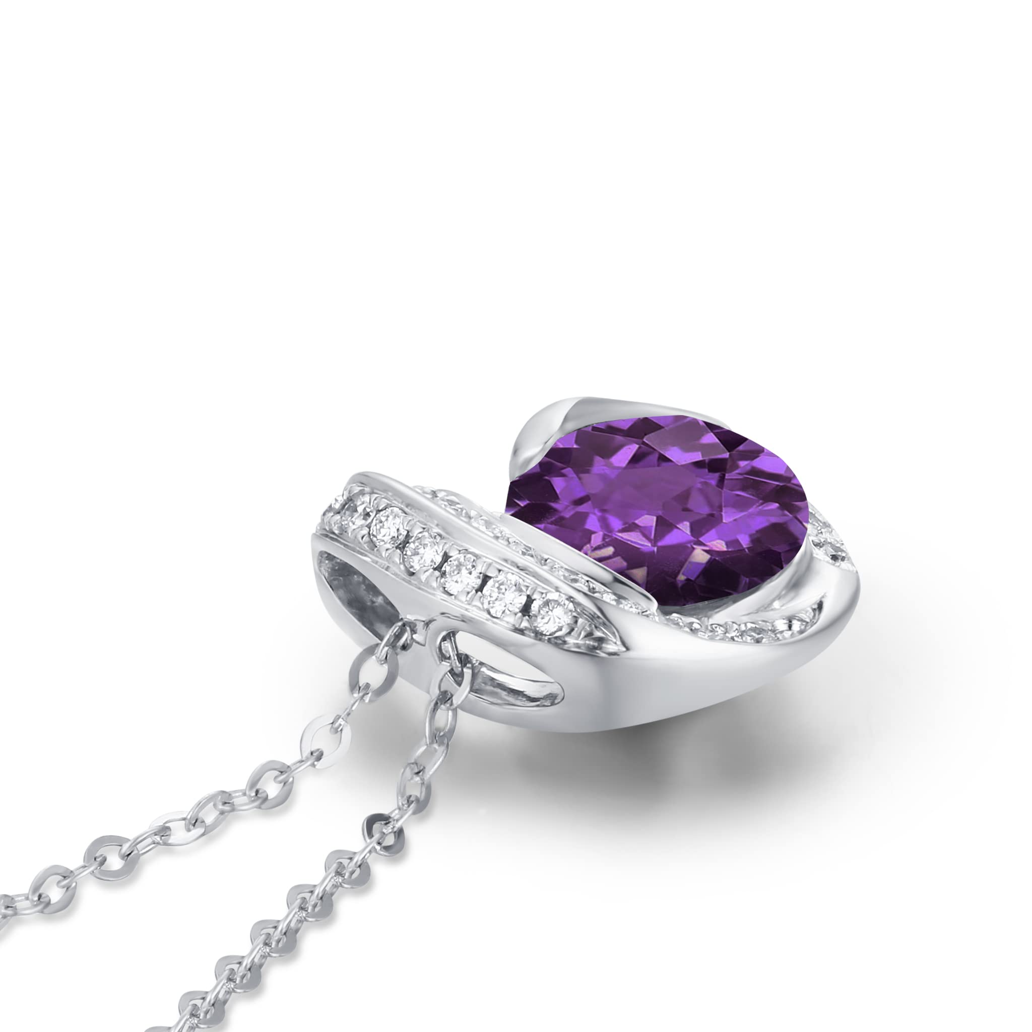 Elegant Purple Sapphire Diamond Necklace with Chain - Dainty Layering Minimalist Gold Pendant - September Birthstone Jewelry for Women | Perfect for Everyday Wear, Gift Giving & Special Occasions