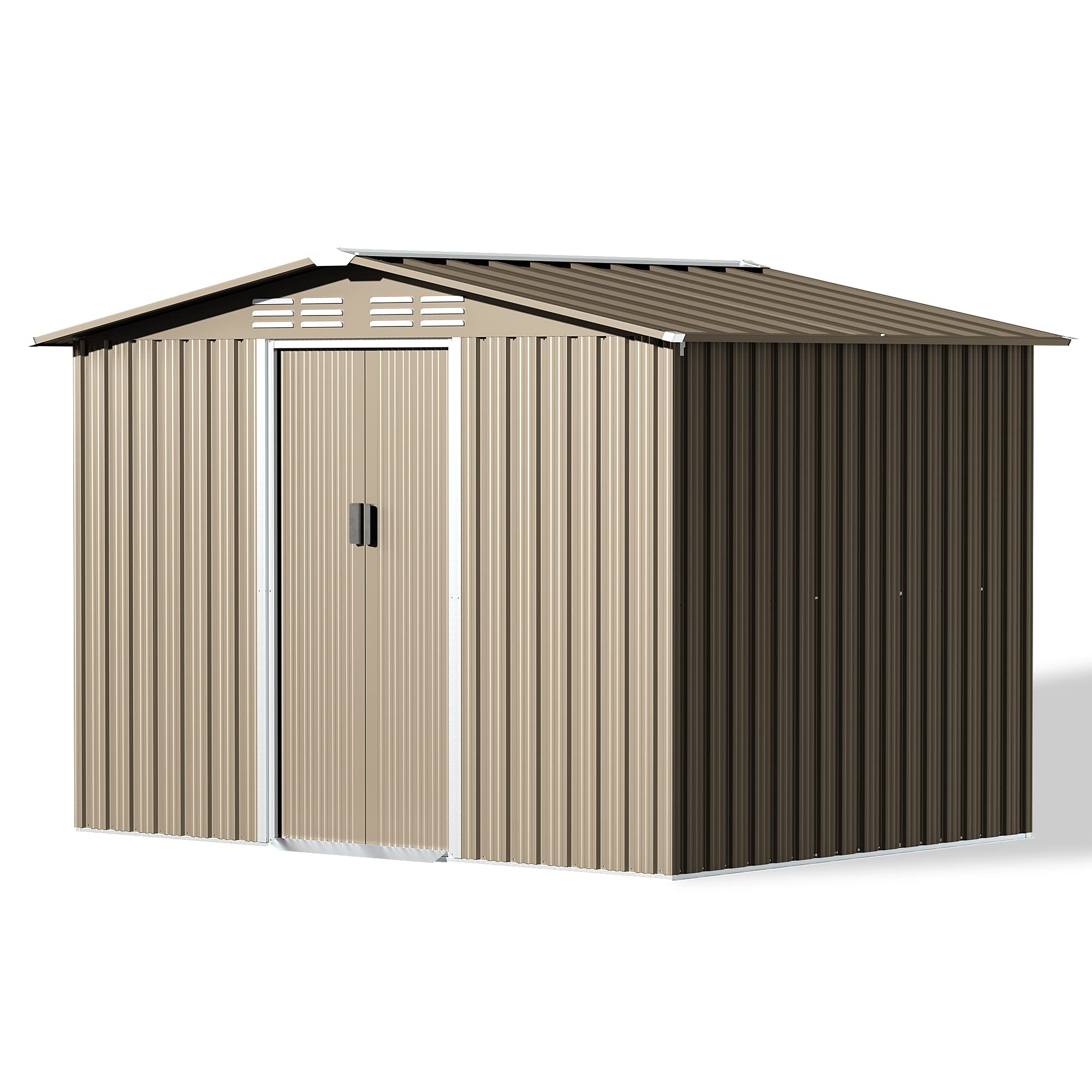 Gotland 8FT x 6FT Heavy Duty Metal Storage Shed with Lockable Sliding Doors & 2 Windows - Weatherproof Outdoor Utility Shed for Garden Tools, Lawn Equipment, Backyard & Patio Storage - Perfect for Home, Garage & Workshop Organization