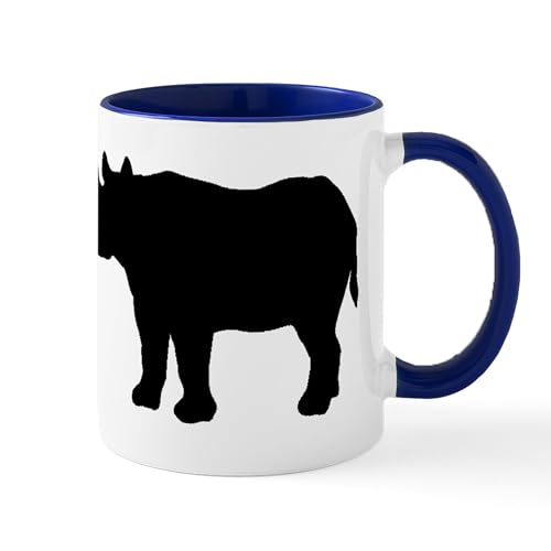 White/Navy Inside - Rhinoceros Silhouette Mugs
