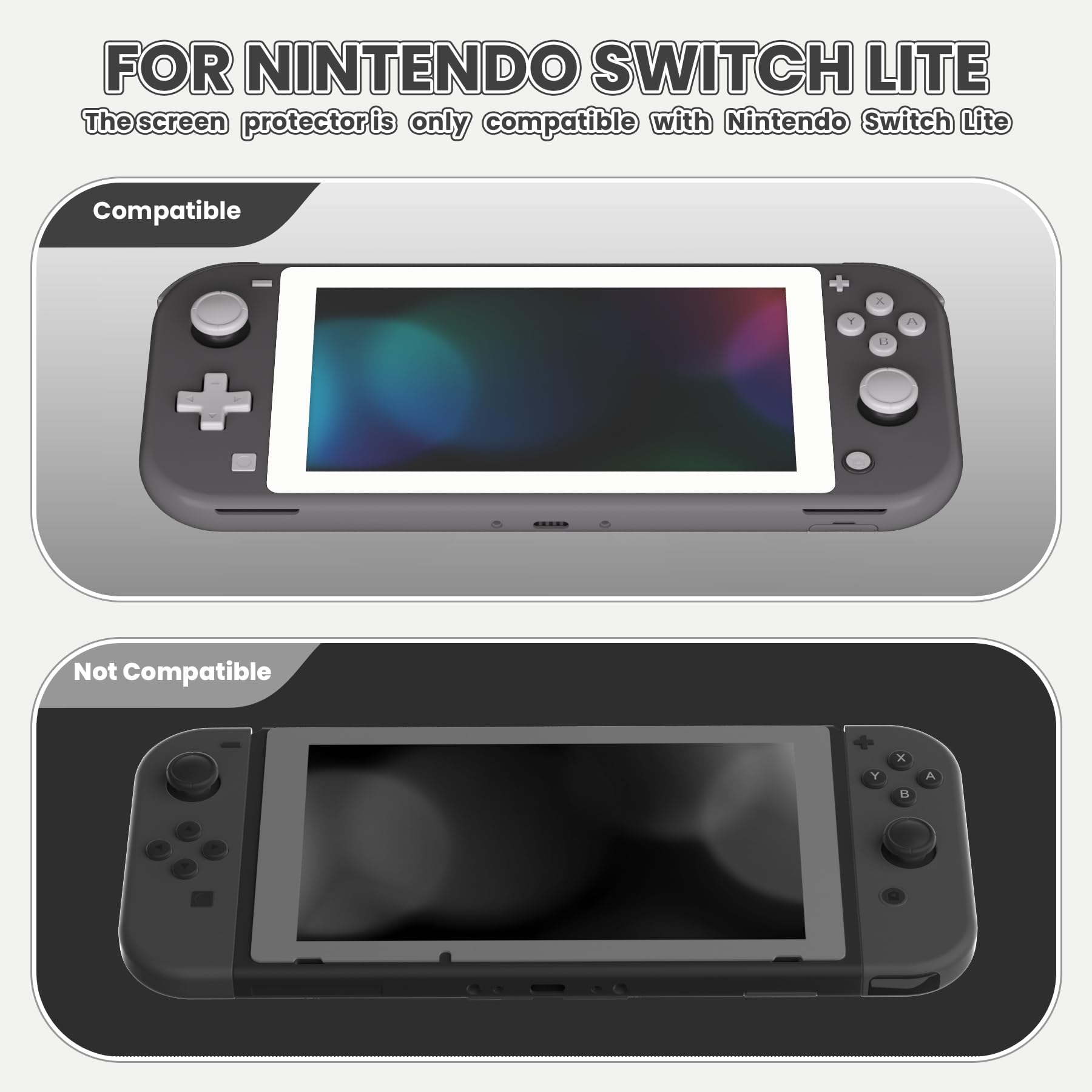 eXtremeRate 2-Pack Tempered Glass Screen Protector for Nintendo Switch Lite - Anti-Scratch, Anti-Fingerprint, Shatterproof, Bubble-Free (White) - Perfect for Gaming Protection and Travel Use