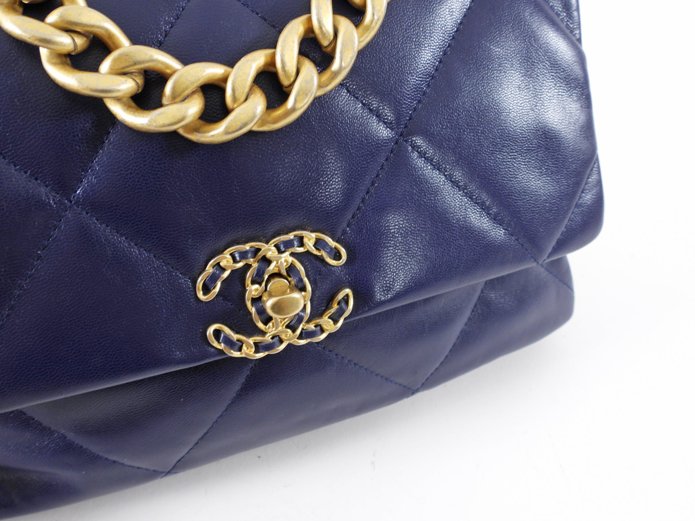 Chanel 19 Large Dark Purple Quilted Leather Flap Bag - Luxury Designer Handbag for Women, Perfect for Evening Events & Special Occasions