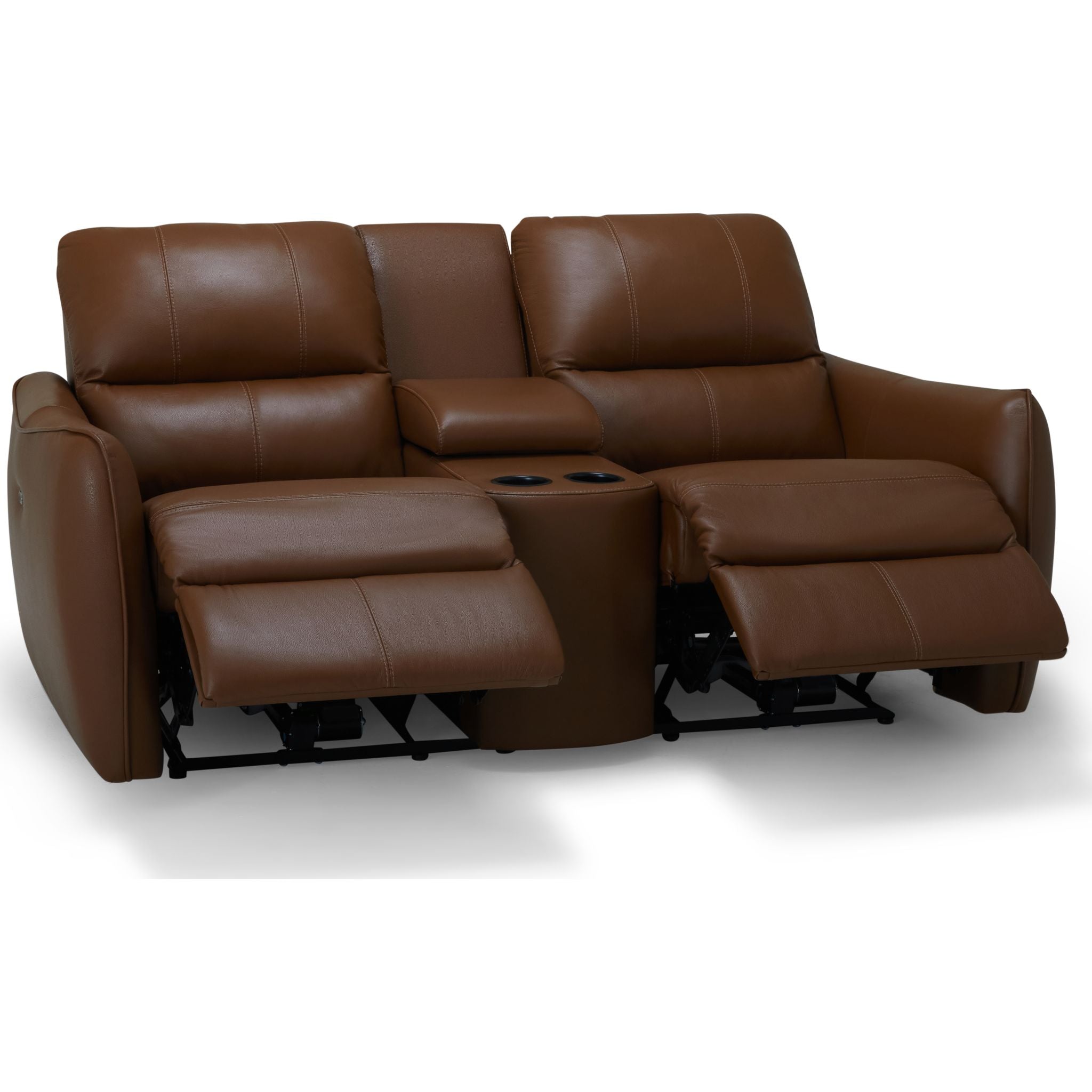 Arlo Power Reclining Loveseat with Console - Valencia Biscotti Fabric - Modern Recliner Sofa for Living Room, Home Theater & Small Spaces