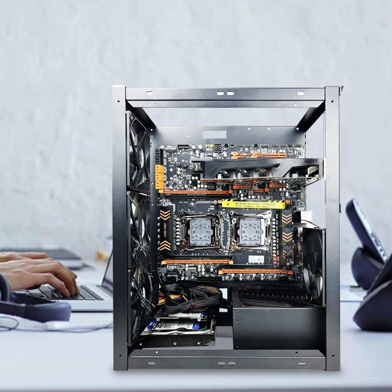 JINGLING Aluminum Computer Motherboard Case Rack - Durable Chassis Cooling Stand for PC Water Cooling Systems | Perfect for Gaming Rigs, Workstations & DIY PC Builds