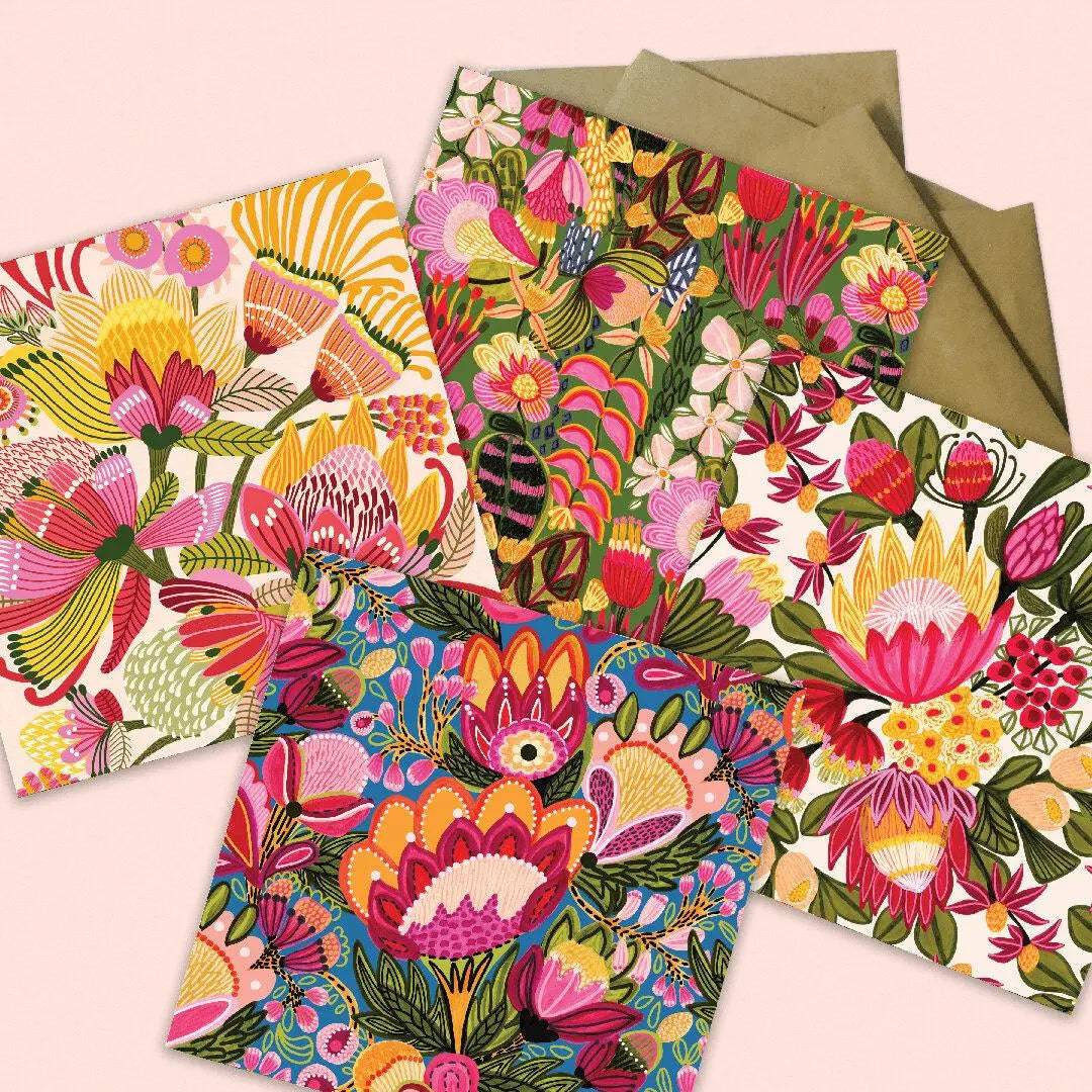 Wild Proteas Australian Greeting Cards | Unique Floral Design for Birthday, Wedding & Thank You Cards | Perfect for Special Occasions & Gift Giving