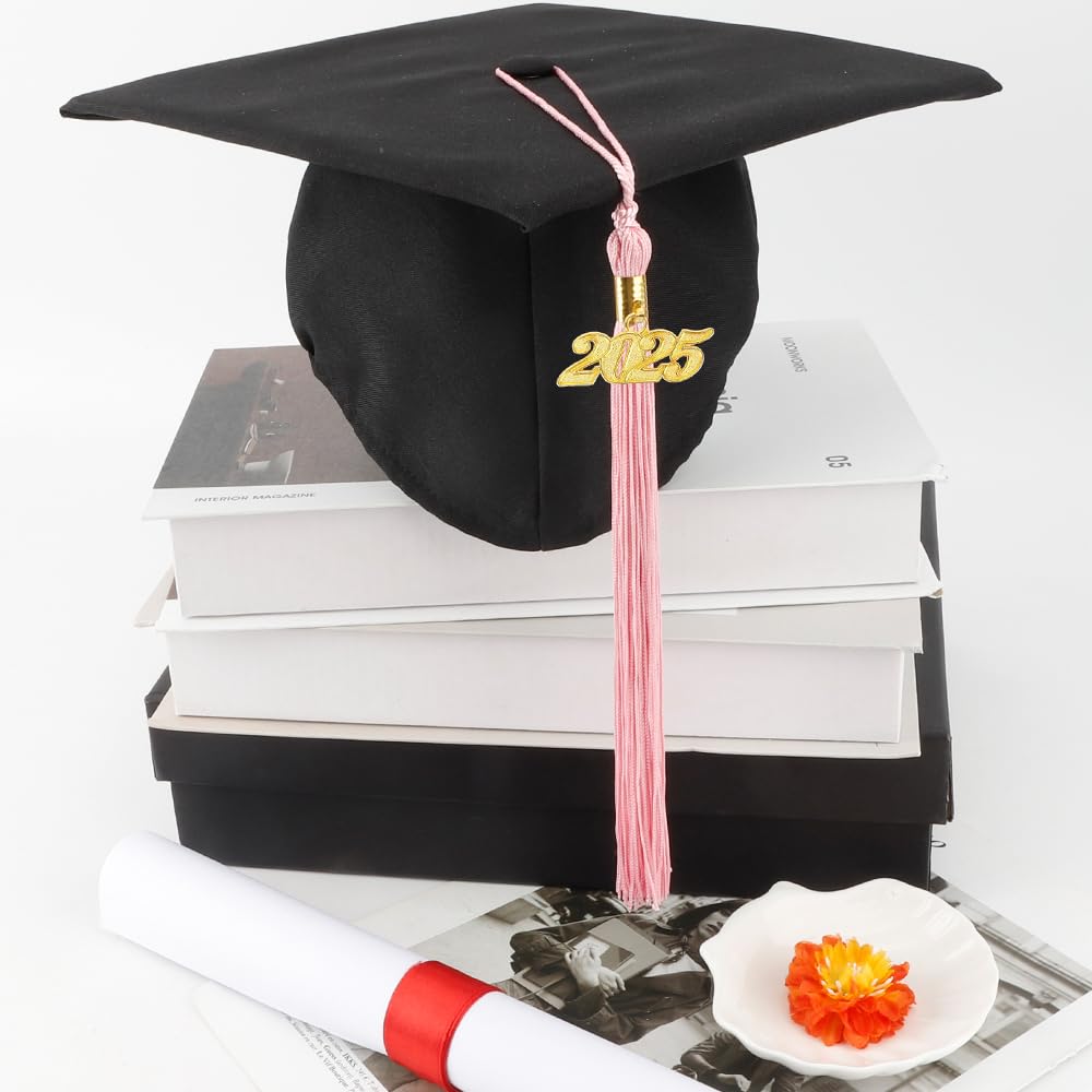2025 Graduation Tassel - Pink Cap Tassel with Gold 2025 Year Charm for Graduation Ceremonies, High School & College Commencement Accessories - Perfect for Graduation Caps, Hats & Celebrations