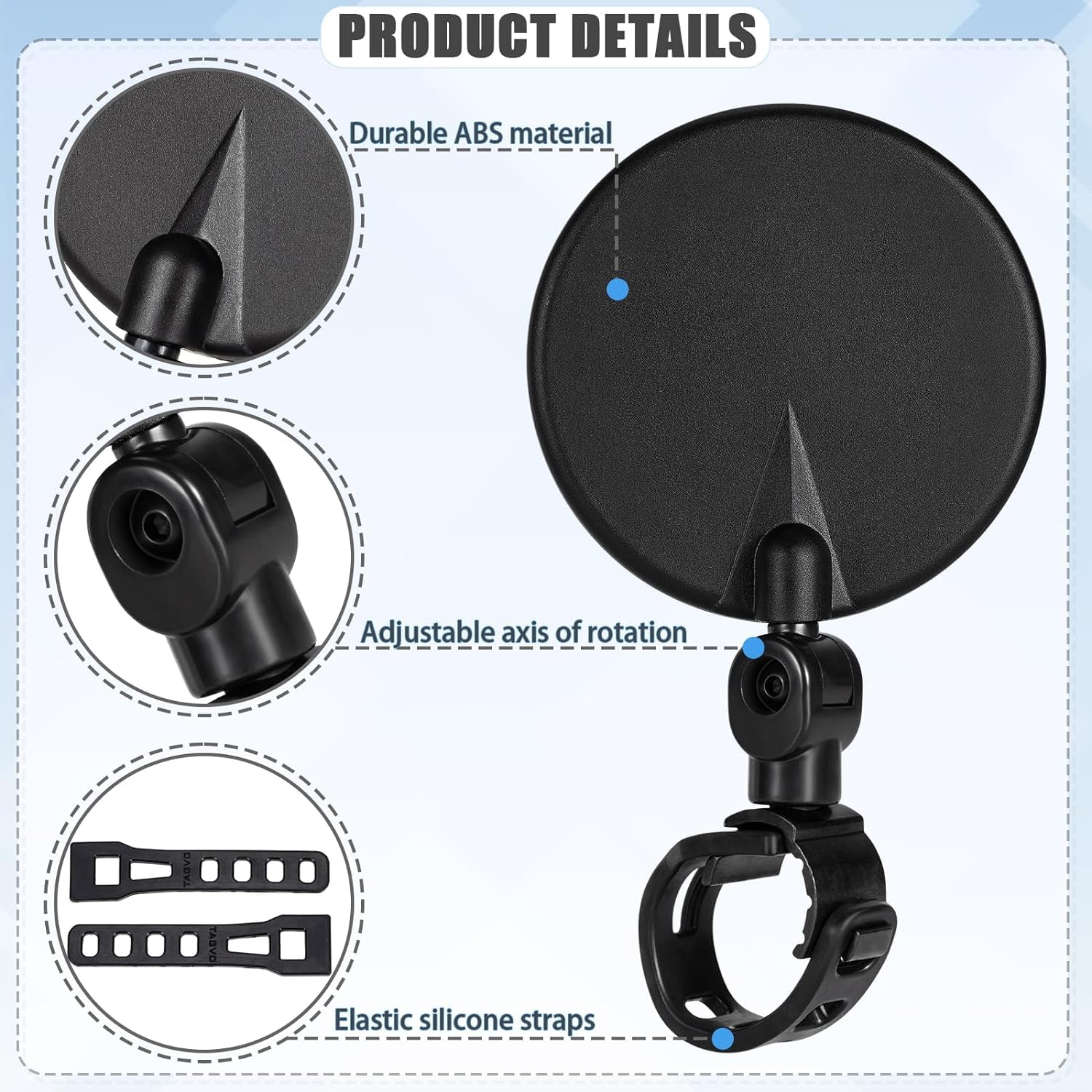 2 Pack 360° Adjustable Bike Mirrors - Safe Rotatable Handlebar Bicycle Mirror for Mountain & Road Bikes | Convex Safety Design | Perfect for Cycling Commuting & Outdoor Adventures