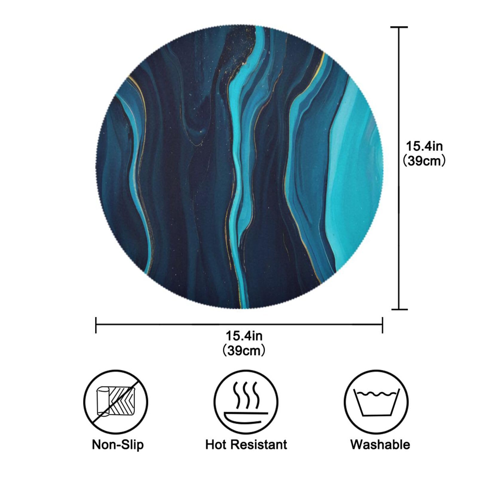 ATTX Round Marble Placemats Set of 1 - Elegant Circle Dining Table Mats for Kitchen, Restaurant & Home Decor - Waterproof & Heat Resistant for Daily Use & Special Occasions